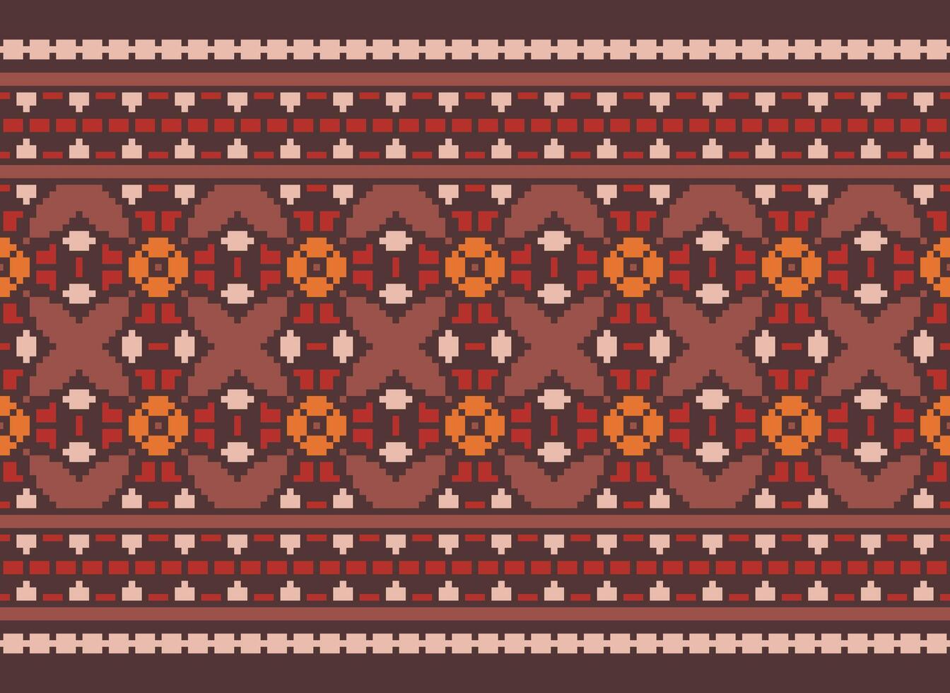 Geometric ethnic pattern. Pixel pattern. Design for clothing, fabric, background, wallpaper, wrapping, batik. Knitwear, Embroidery style. Aztec geometric art ornament print. Vector illustration.