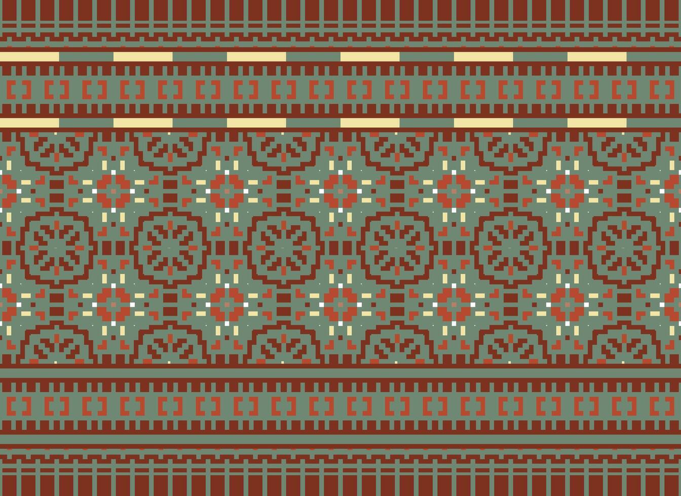 Geometric ethnic pattern. Pixel pattern. Design for clothing, fabric, background, wallpaper, wrapping, batik. Knitwear, Embroidery style. Aztec geometric art ornament print. Vector illustration.