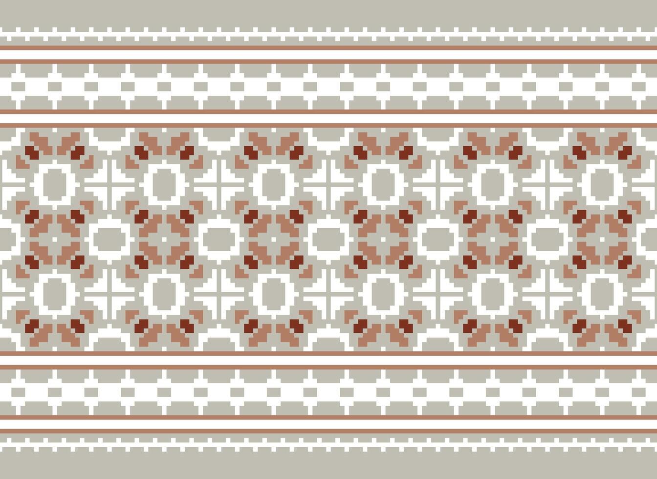 cross stitch traditional ethnic pattern paisley flower Ikat background abstract Aztec African Indonesian Indian seamless pattern for fabric print cloth dress carpet curtains and sarong vector
