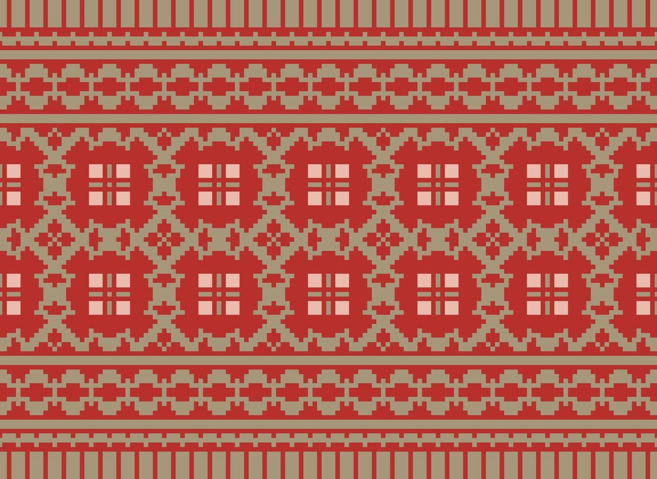 Geometric ethnic pattern. Pixel pattern. Design for clothing, fabric, background, wallpaper, wrapping, batik. Knitwear, Embroidery style. Aztec geometric art ornament print. Vector illustration.