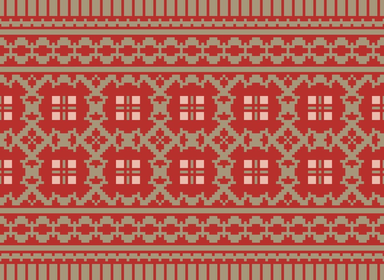 Geometric ethnic pattern. Pixel pattern. Design for clothing, fabric, background, wallpaper, wrapping, batik. Knitwear, Embroidery style. Aztec geometric art ornament print. Vector illustration.