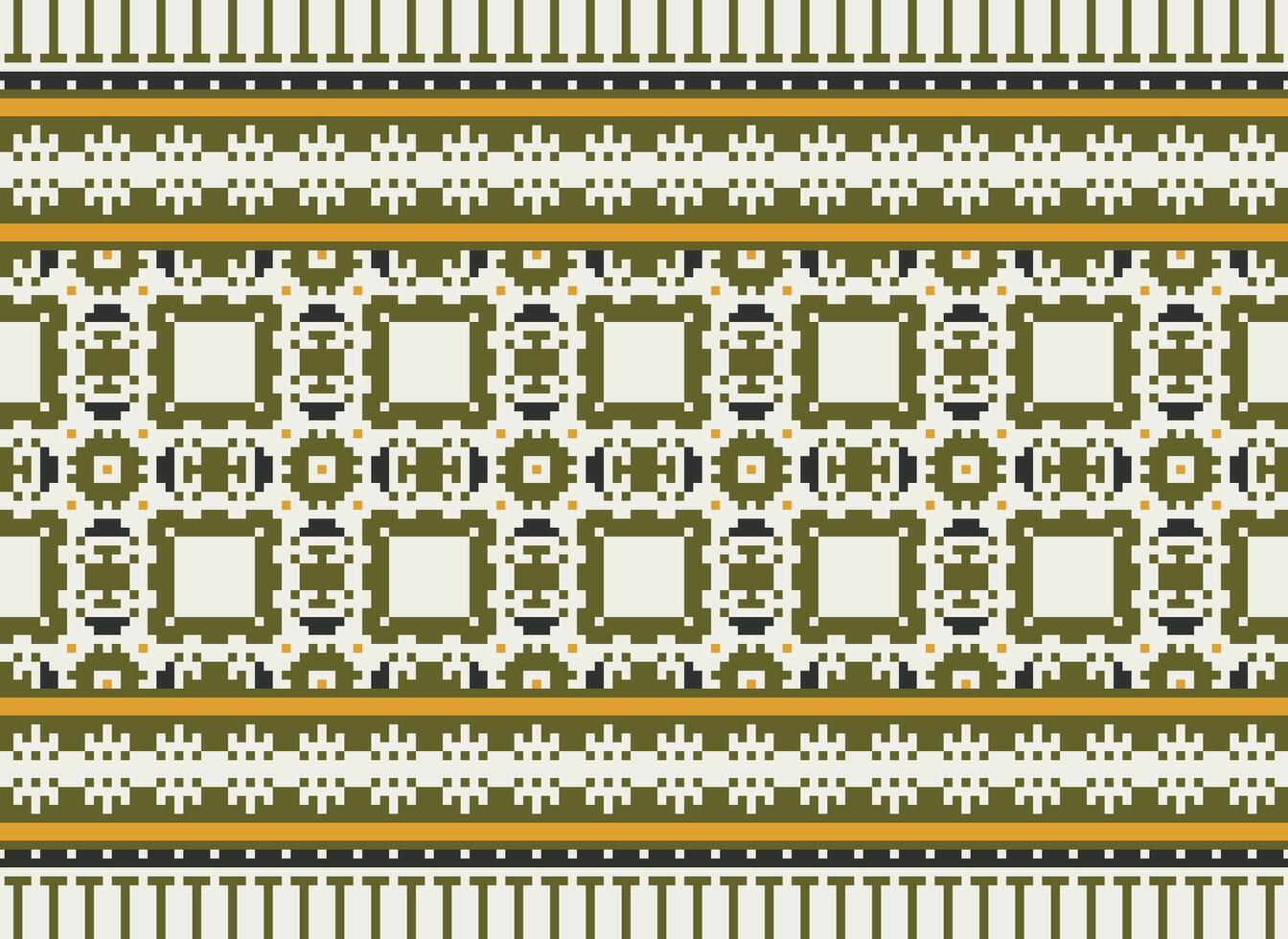 cross stitch traditional ethnic pattern paisley flower Ikat background abstract Aztec African Indonesian Indian seamless pattern for fabric print cloth dress carpet curtains and sarong vector