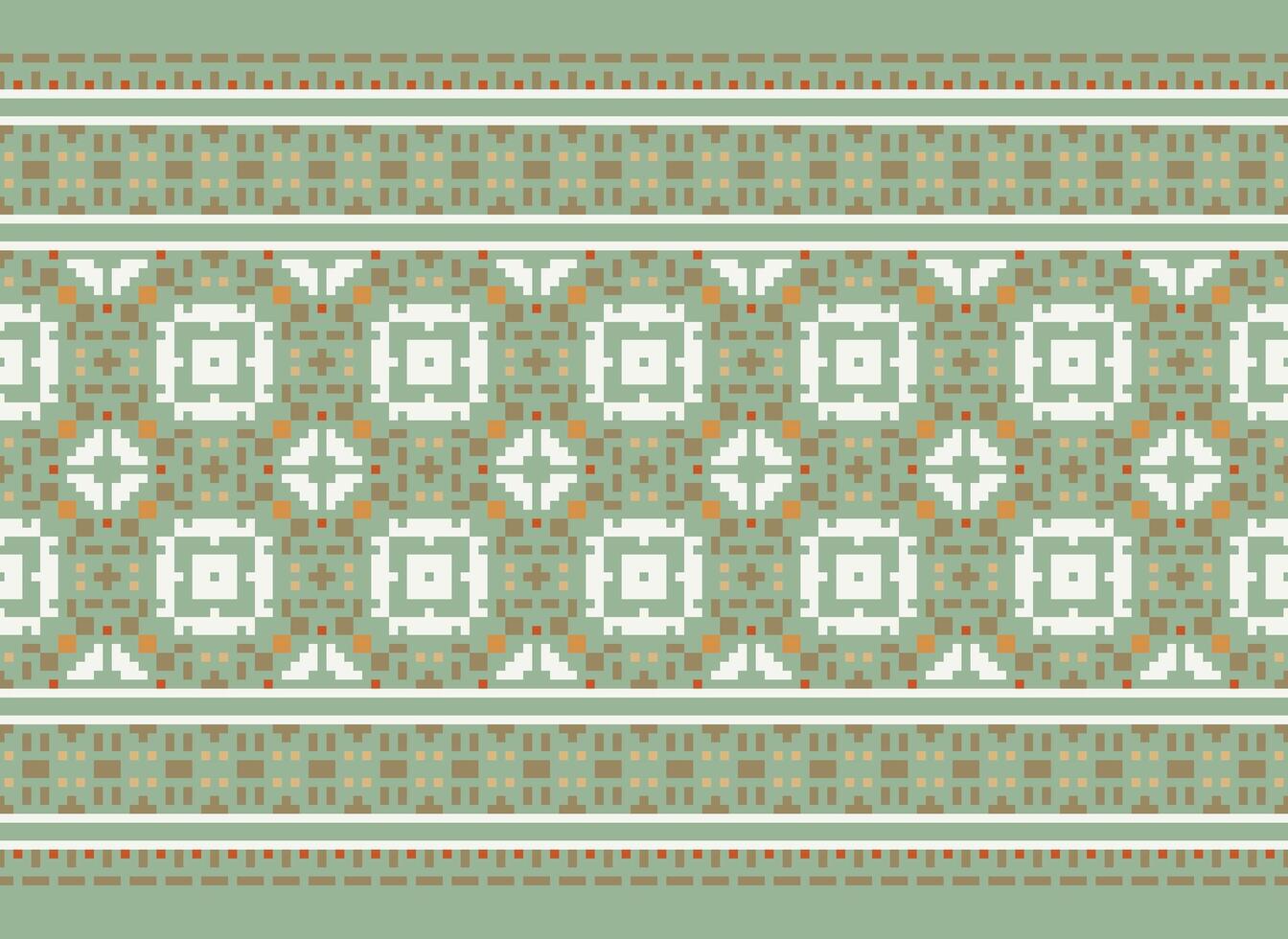 cross stitch traditional ethnic pattern paisley flower Ikat background abstract Aztec African Indonesian Indian seamless pattern for fabric print cloth dress carpet curtains and sarong vector