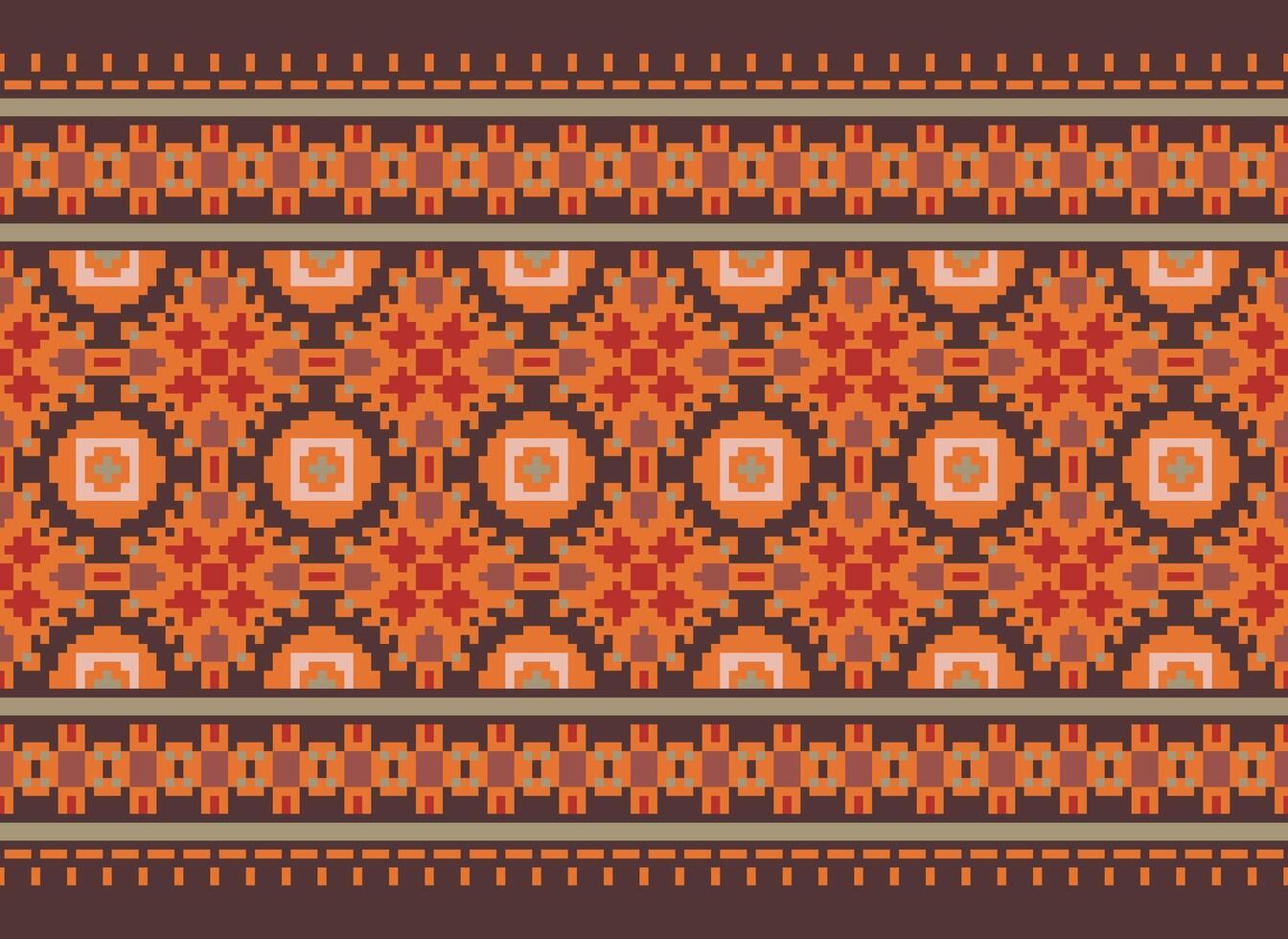 cross stitch traditional ethnic pattern paisley flower Ikat background abstract Aztec African Indonesian Indian seamless pattern for fabric print cloth dress carpet curtains and sarong vector