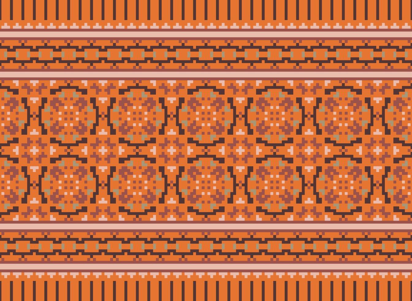 cross stitch traditional ethnic pattern paisley flower Ikat background abstract Aztec African Indonesian Indian seamless pattern for fabric print cloth dress carpet curtains and sarong vector