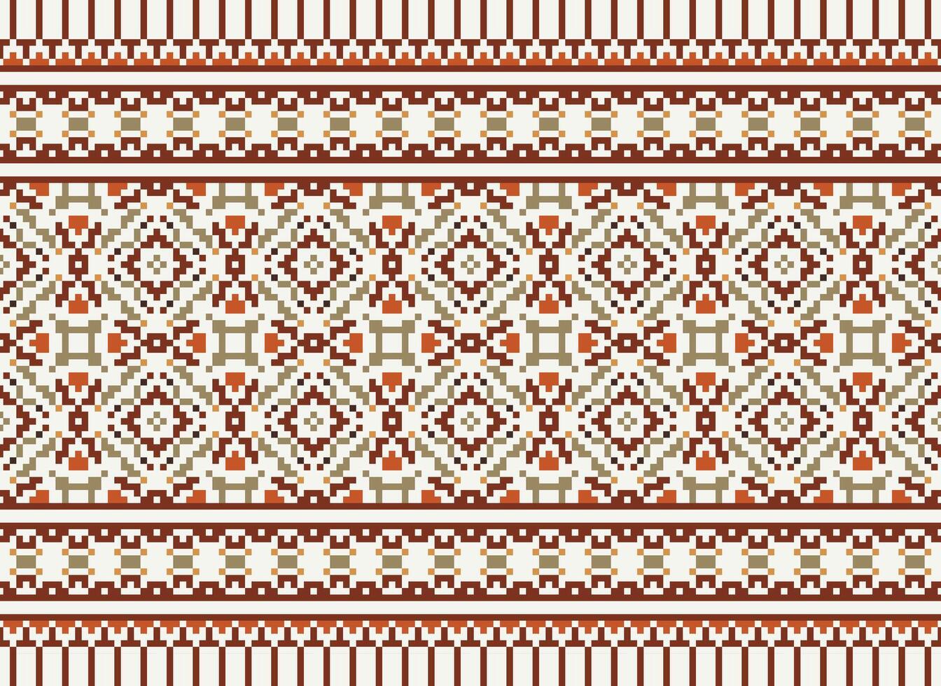 cross stitch traditional ethnic pattern paisley flower Ikat background abstract Aztec African Indonesian Indian seamless pattern for fabric print cloth dress carpet curtains and sarong vector