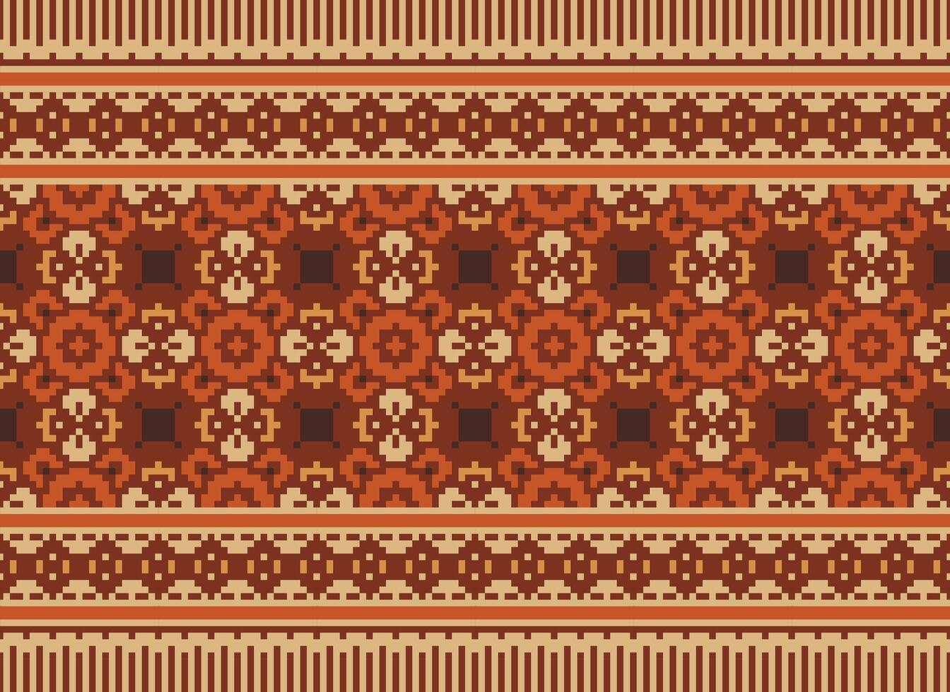 cross stitch traditional ethnic pattern paisley flower Ikat background abstract Aztec African Indonesian Indian seamless pattern for fabric print cloth dress carpet curtains and sarong vector