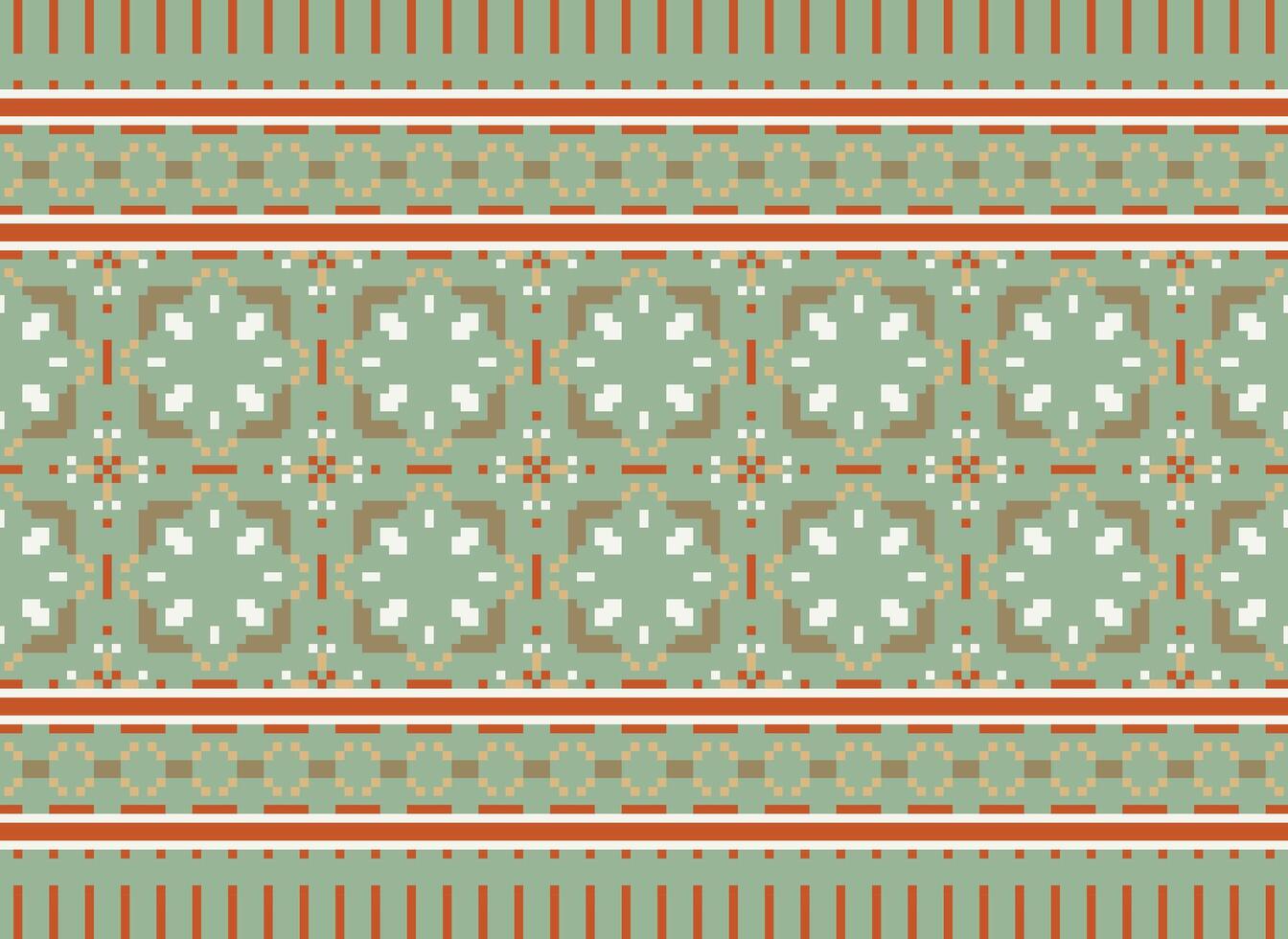 cross stitch traditional ethnic pattern paisley flower Ikat background abstract Aztec African Indonesian Indian seamless pattern for fabric print cloth dress carpet curtains and sarong vector