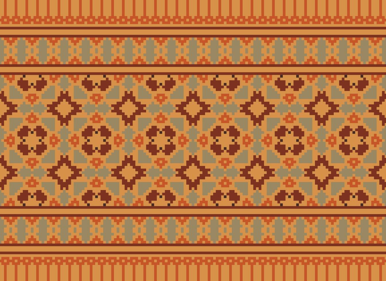 cross stitch traditional ethnic pattern paisley flower Ikat background abstract Aztec African Indonesian Indian seamless pattern for fabric print cloth dress carpet curtains and sarong vector