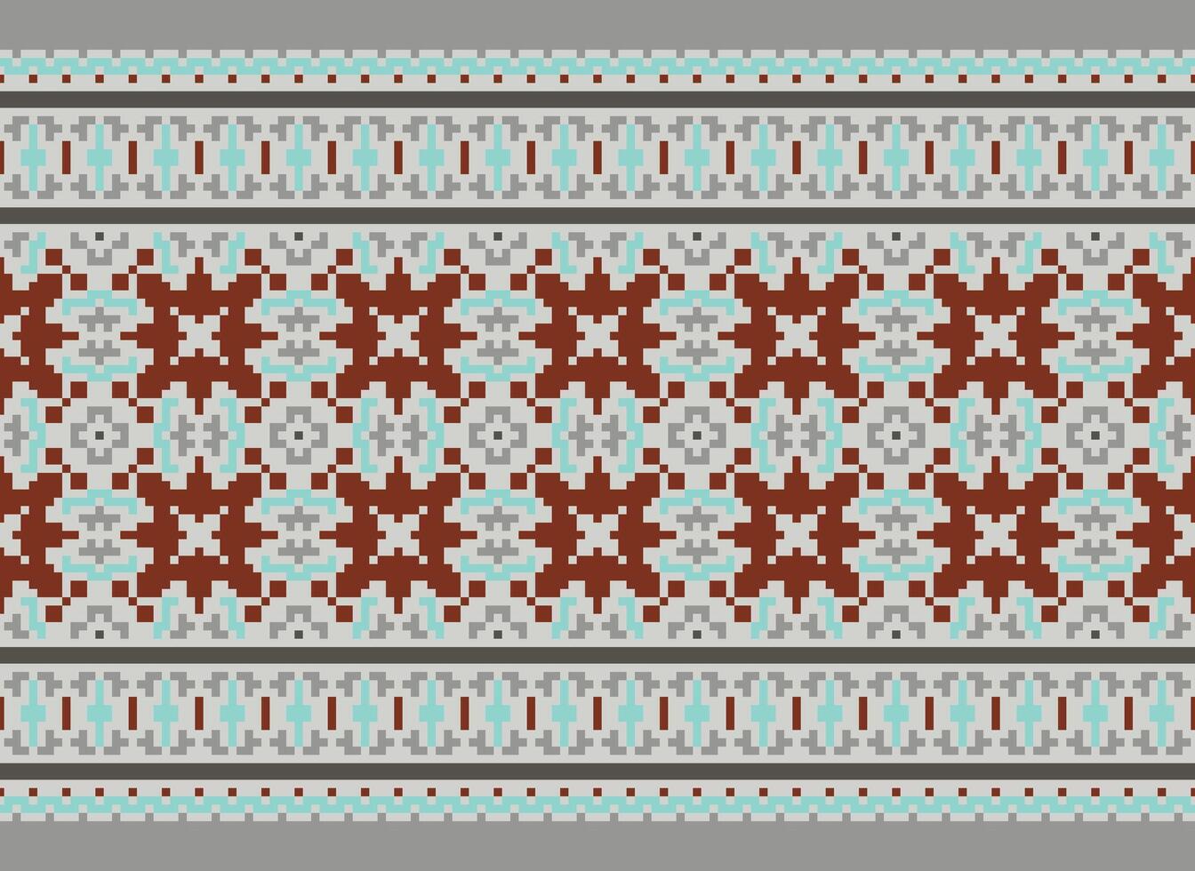 cross stitch traditional ethnic pattern paisley flower Ikat background abstract Aztec African Indonesian Indian seamless pattern for fabric print cloth dress carpet curtains and sarong vector