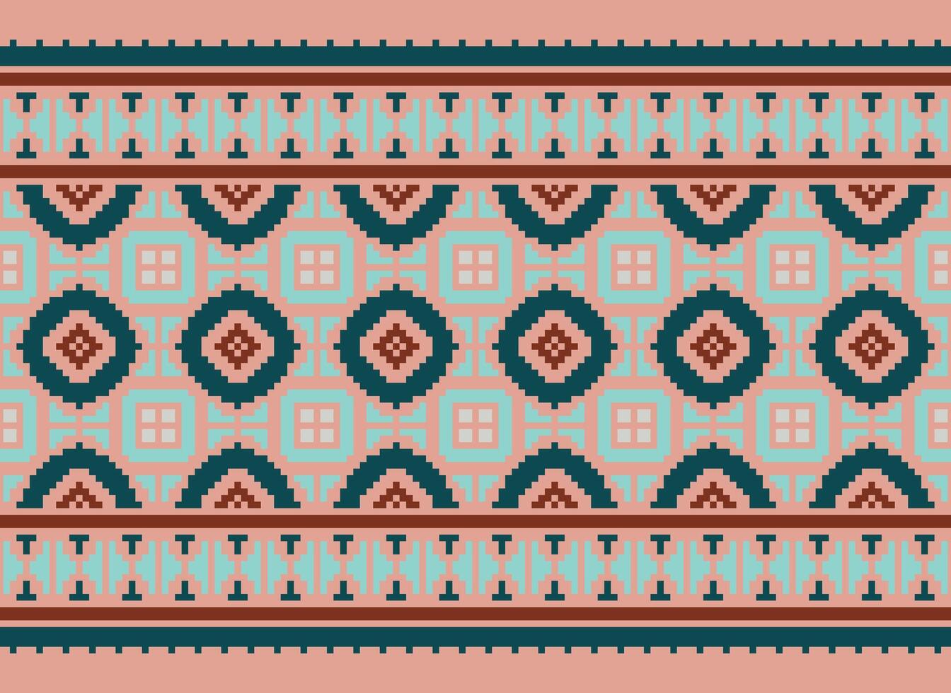 cross stitch traditional ethnic pattern paisley flower Ikat background abstract Aztec African Indonesian Indian seamless pattern for fabric print cloth dress carpet curtains and sarong vector