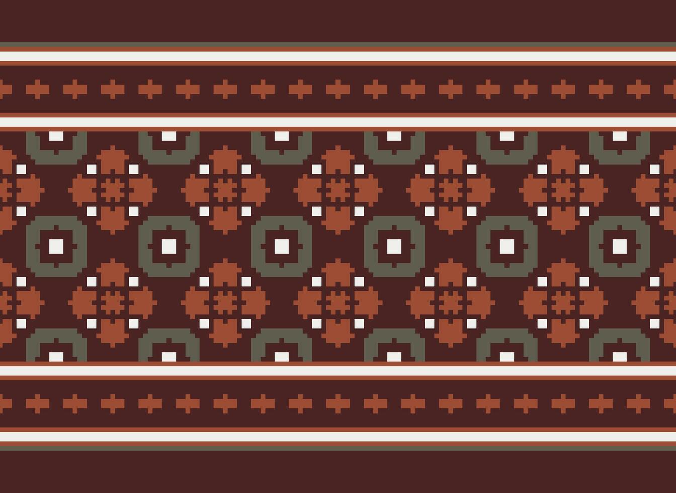 cross stitch traditional ethnic pattern paisley flower Ikat background abstract Aztec African Indonesian Indian seamless pattern for fabric print cloth dress carpet curtains and sarong vector