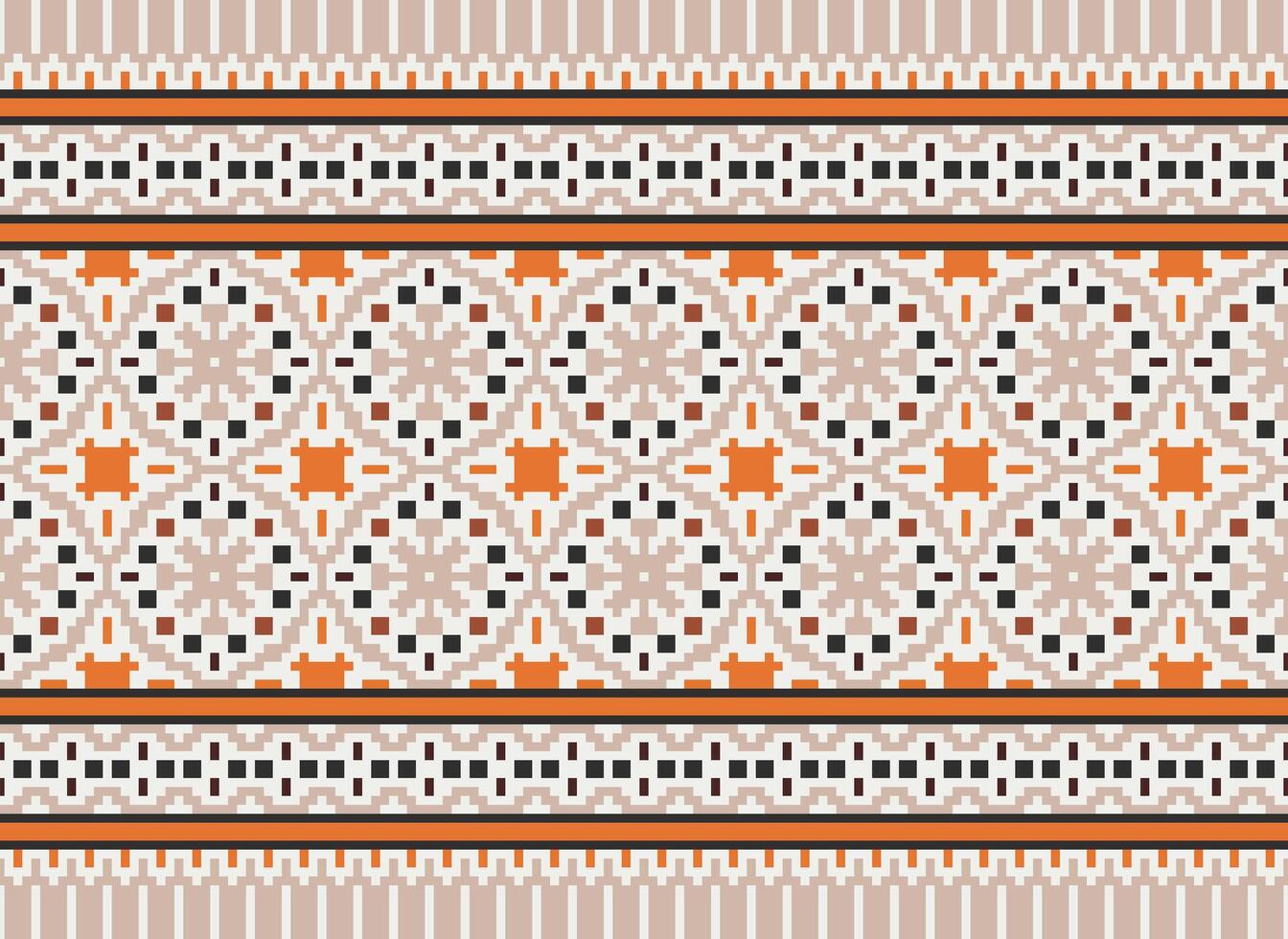 cross stitch traditional ethnic pattern paisley flower Ikat background abstract Aztec African Indonesian Indian seamless pattern for fabric print cloth dress carpet curtains and sarong vector