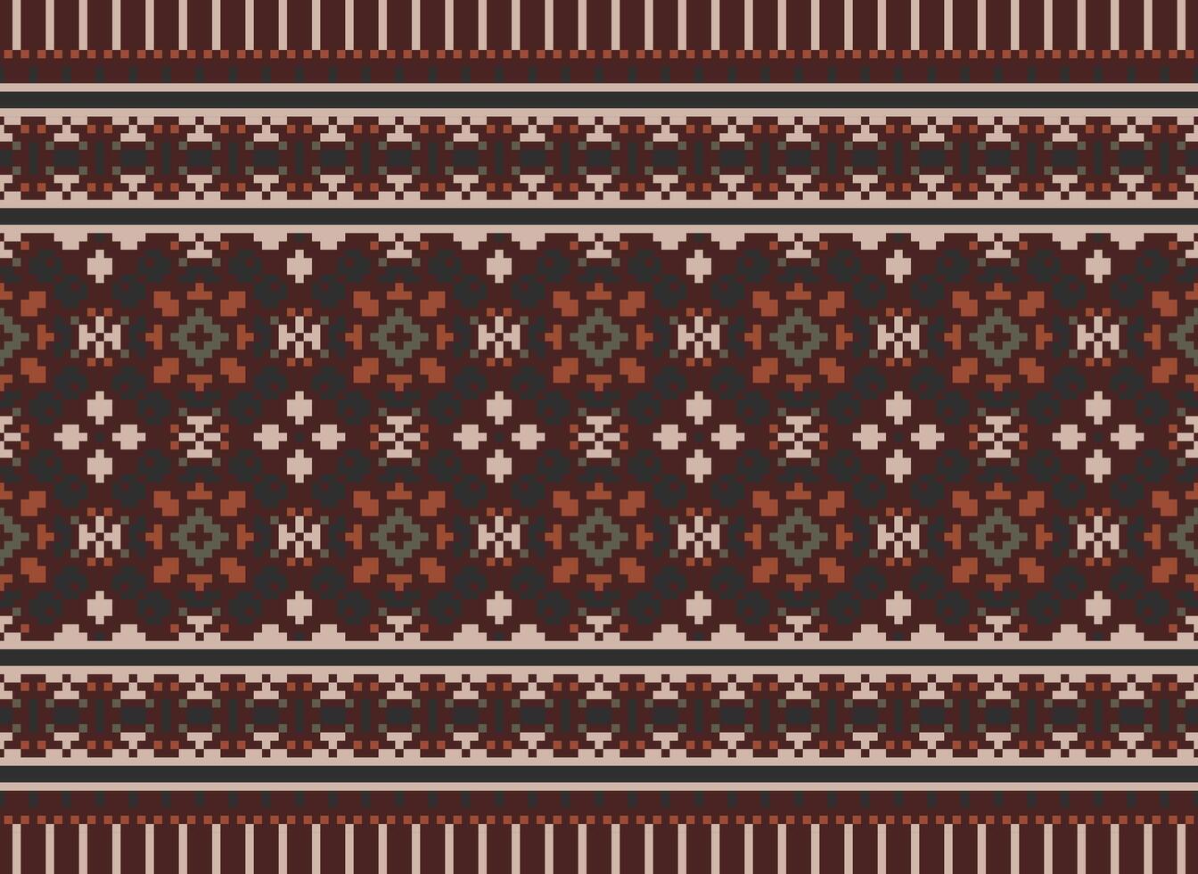 cross stitch traditional ethnic pattern paisley flower Ikat background abstract Aztec African Indonesian Indian seamless pattern for fabric print cloth dress carpet curtains and sarong vector
