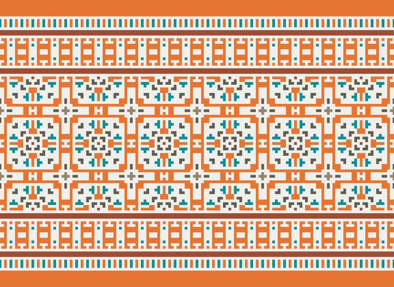 cross stitch traditional ethnic pattern paisley flower Ikat background abstract Aztec African Indonesian Indian seamless pattern for fabric print cloth dress carpet curtains and sarong vector