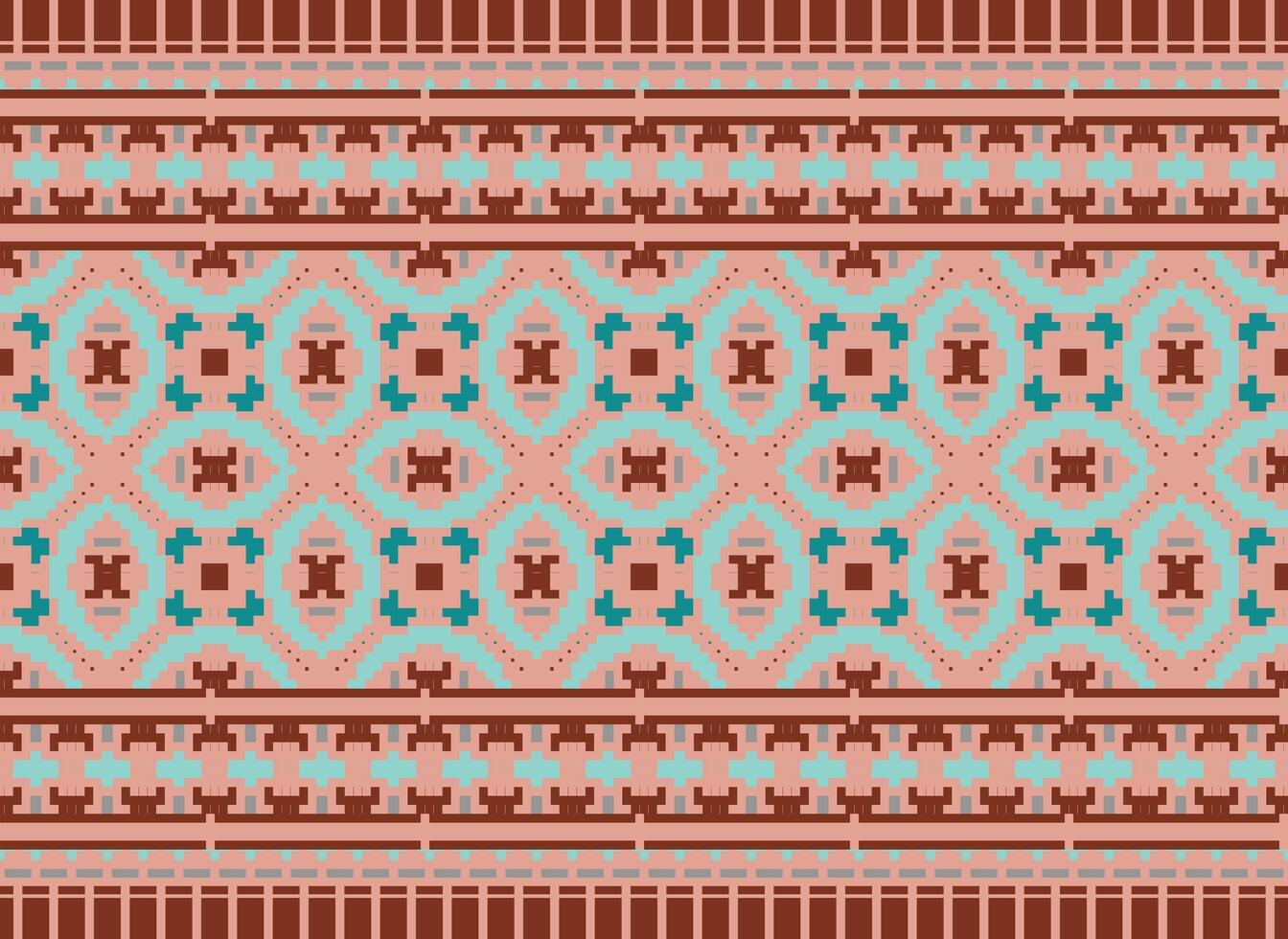 cross stitch traditional ethnic pattern paisley flower Ikat background abstract Aztec African Indonesian Indian seamless pattern for fabric print cloth dress carpet curtains and sarong vector