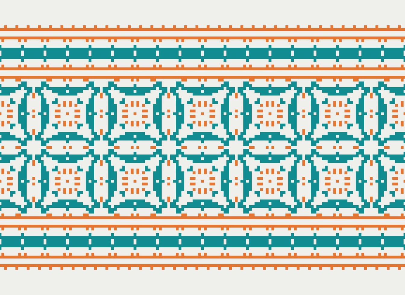 cross stitch traditional ethnic pattern paisley flower Ikat background abstract Aztec African Indonesian Indian seamless pattern for fabric print cloth dress carpet curtains and sarong vector