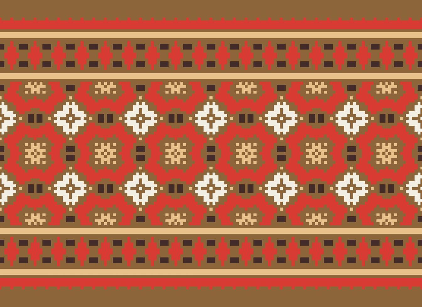 cross stitch traditional ethnic pattern paisley flower Ikat background abstract Aztec African Indonesian Indian seamless pattern for fabric print cloth dress carpet curtains and sarong vector