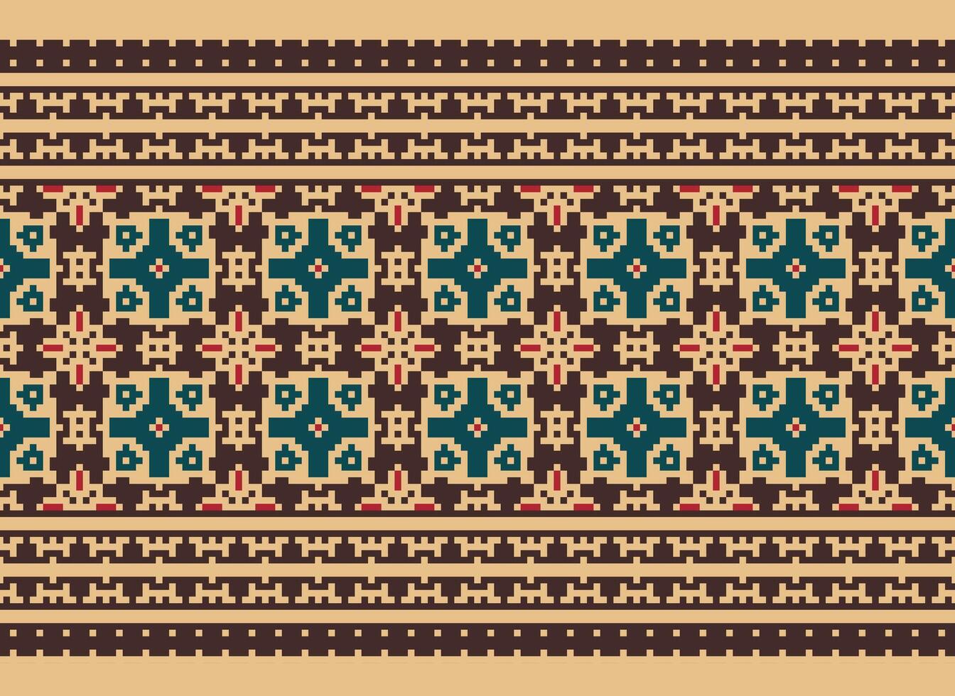 cross stitch traditional ethnic pattern paisley flower Ikat background abstract Aztec African Indonesian Indian seamless pattern for fabric print cloth dress carpet curtains and sarong vector