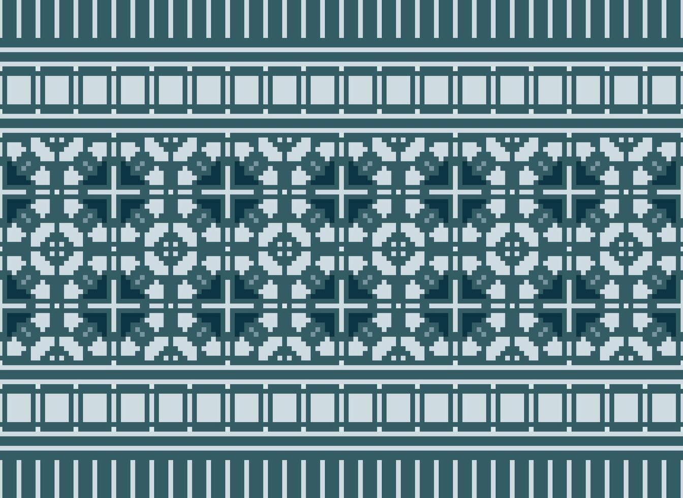 cross stitch traditional ethnic pattern paisley flower Ikat background abstract Aztec African Indonesian Indian seamless pattern for fabric print cloth dress carpet curtains and sarong vector
