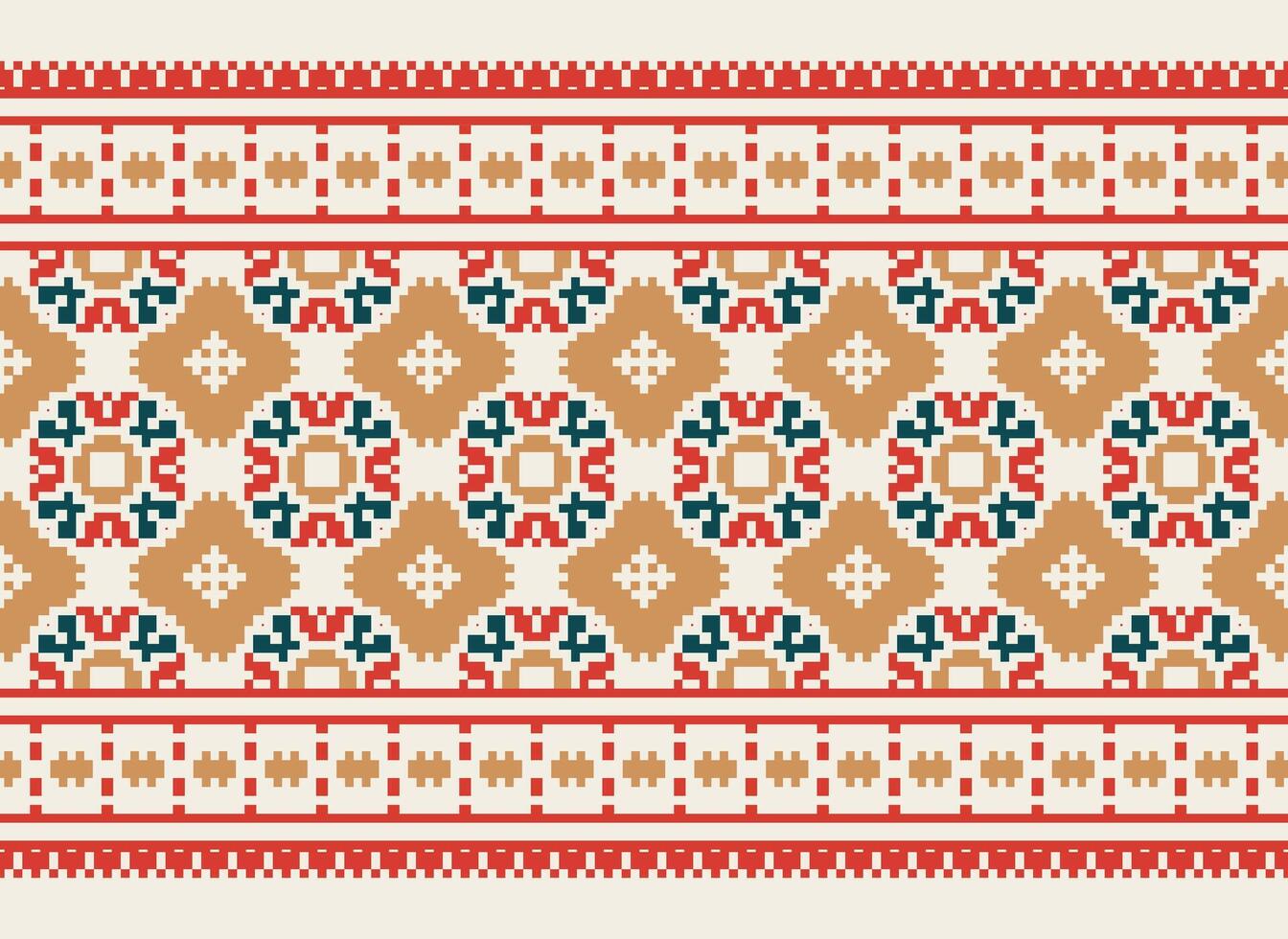 cross stitch traditional ethnic pattern paisley flower Ikat background abstract Aztec African Indonesian Indian seamless pattern for fabric print cloth dress carpet curtains and sarong vector