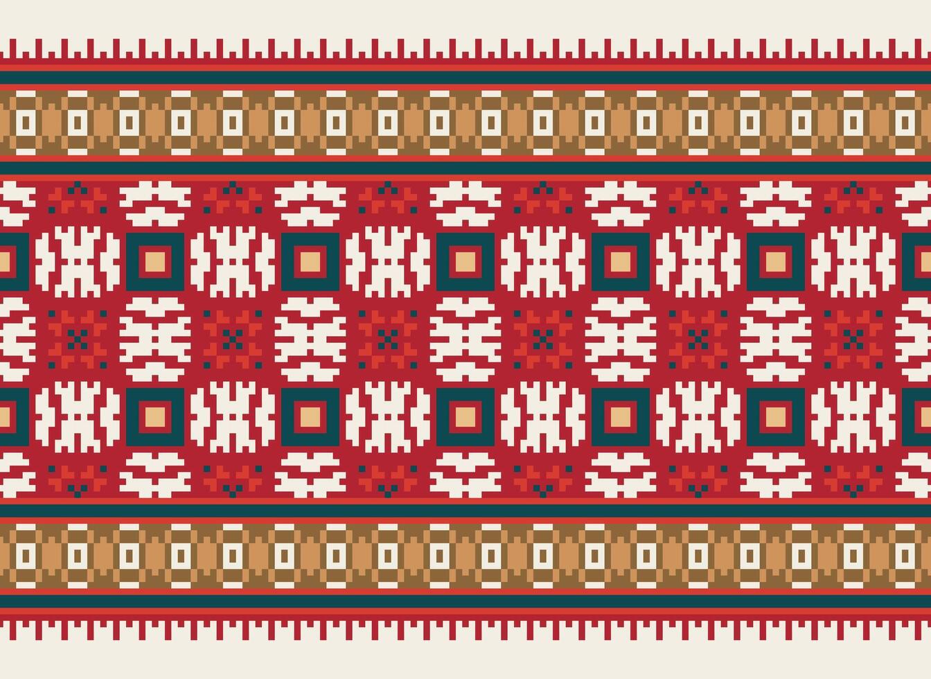 cross stitch traditional ethnic pattern paisley flower Ikat background abstract Aztec African Indonesian Indian seamless pattern for fabric print cloth dress carpet curtains and sarong vector