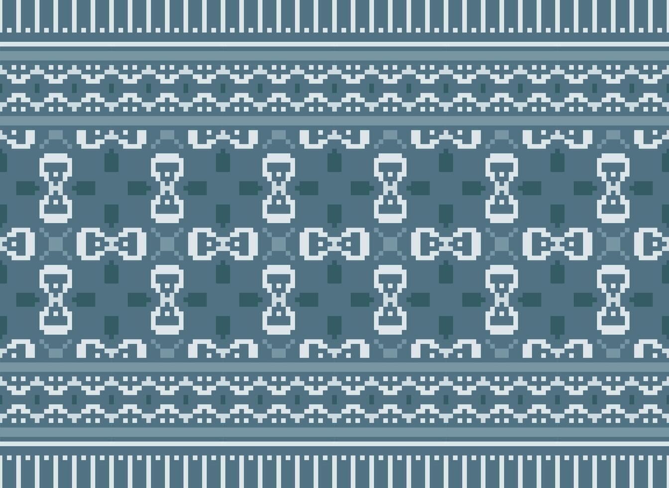 cross stitch traditional ethnic pattern paisley flower Ikat background abstract Aztec African Indonesian Indian seamless pattern for fabric print cloth dress carpet curtains and sarong vector