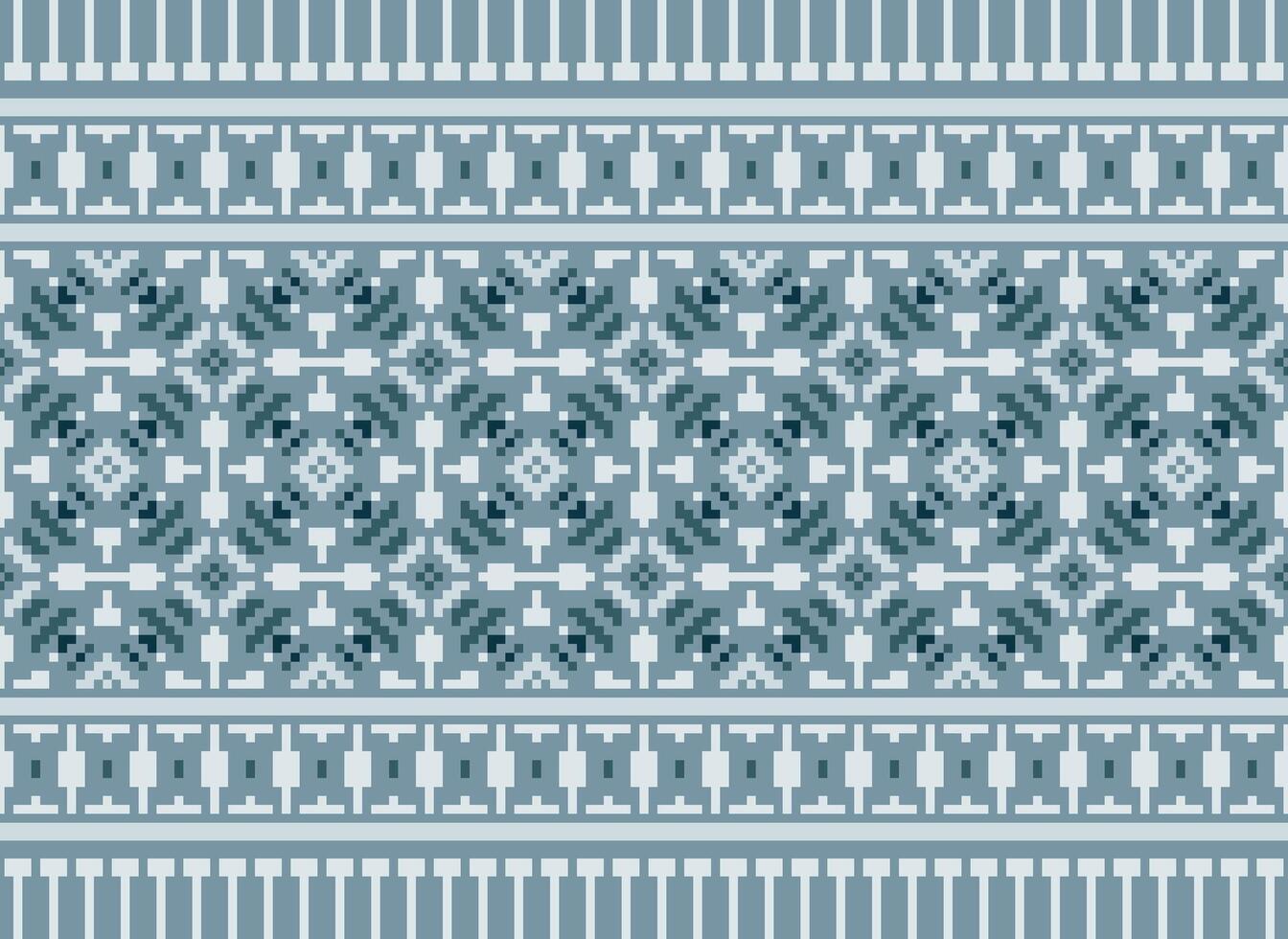 cross stitch traditional ethnic pattern paisley flower Ikat background abstract Aztec African Indonesian Indian seamless pattern for fabric print cloth dress carpet curtains and sarong vector