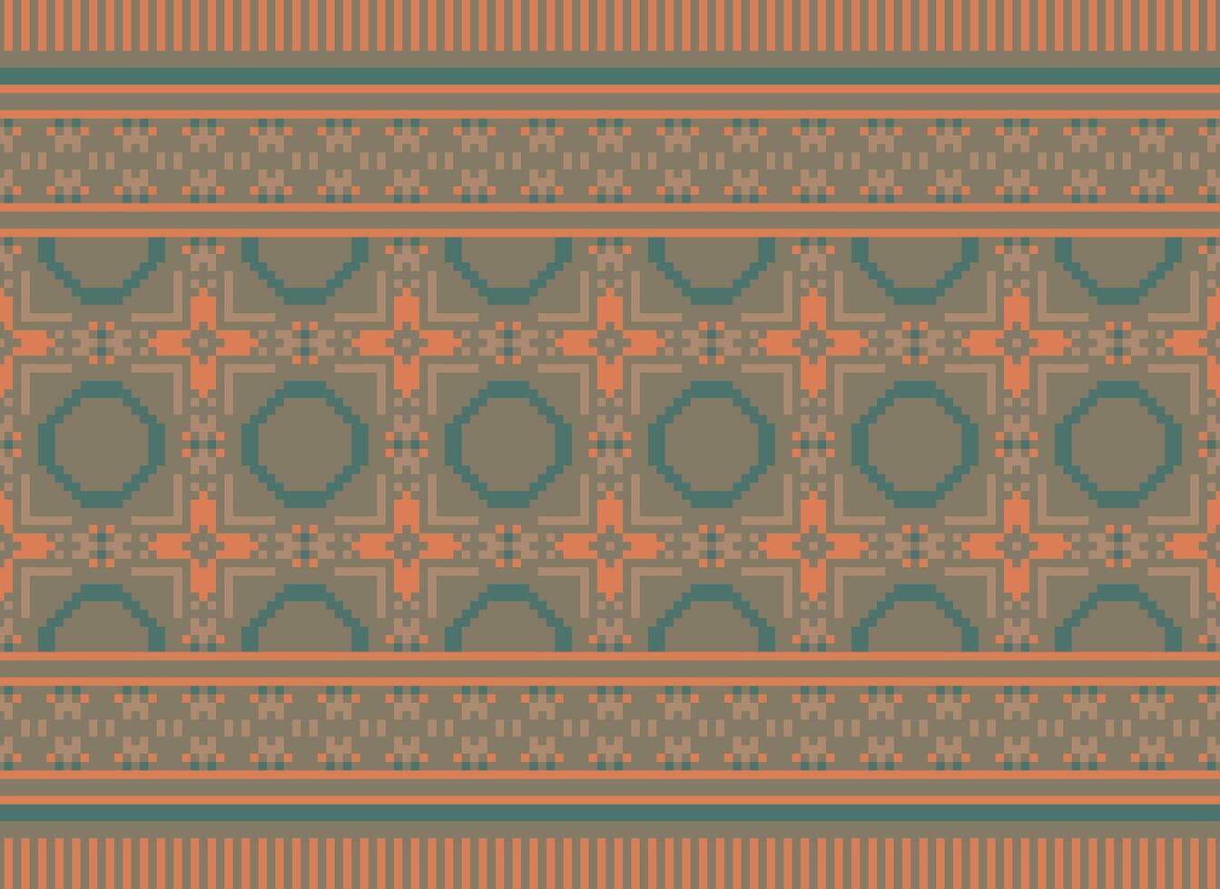 cross stitch traditional ethnic pattern paisley flower Ikat background abstract Aztec African Indonesian Indian seamless pattern for fabric print cloth dress carpet curtains and sarong vector