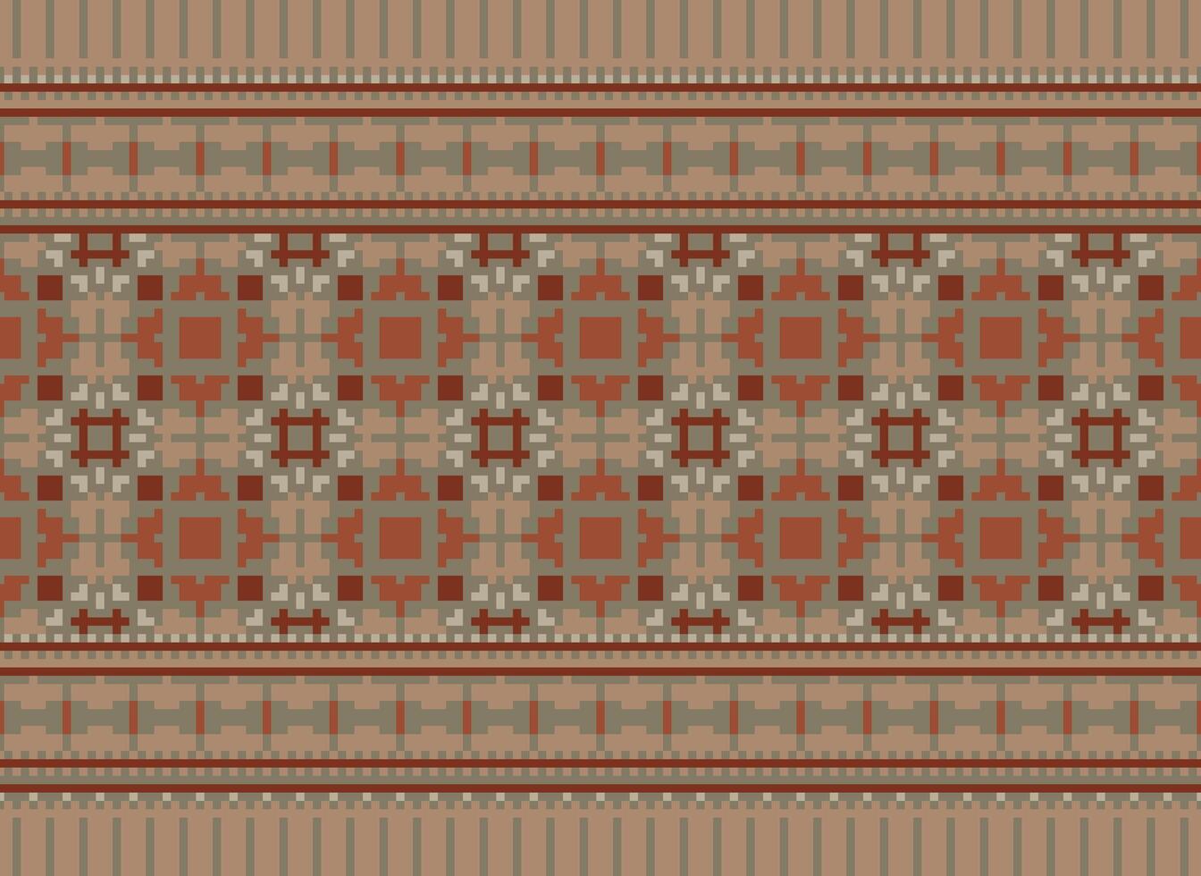 cross stitch traditional ethnic pattern paisley flower Ikat background abstract Aztec African Indonesian Indian seamless pattern for fabric print cloth dress carpet curtains and sarong vector