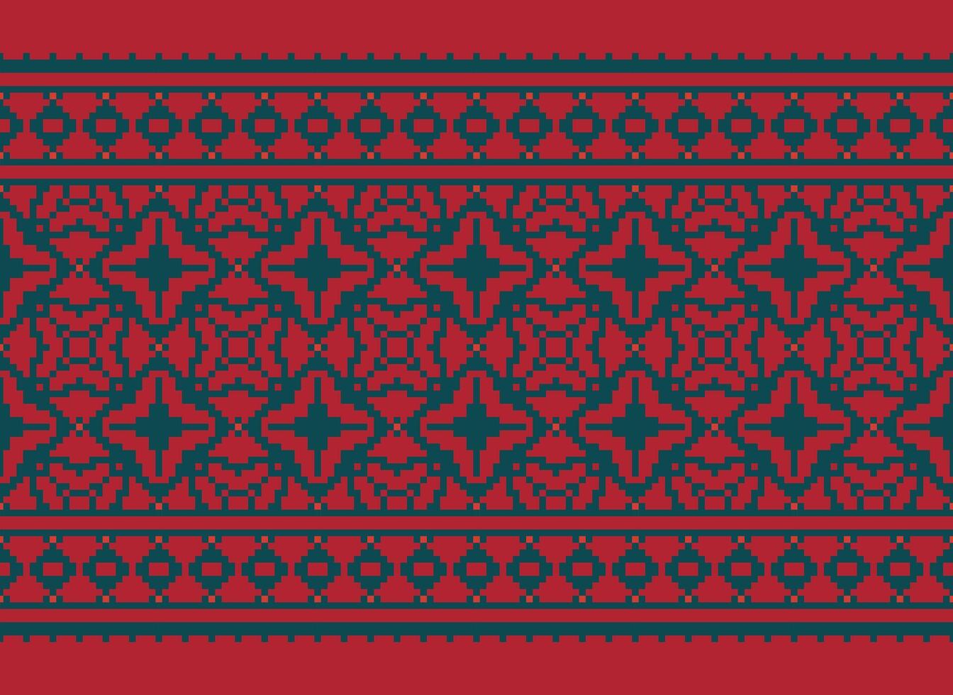 cross stitch traditional ethnic pattern paisley flower Ikat background abstract Aztec African Indonesian Indian seamless pattern for fabric print cloth dress carpet curtains and sarong vector
