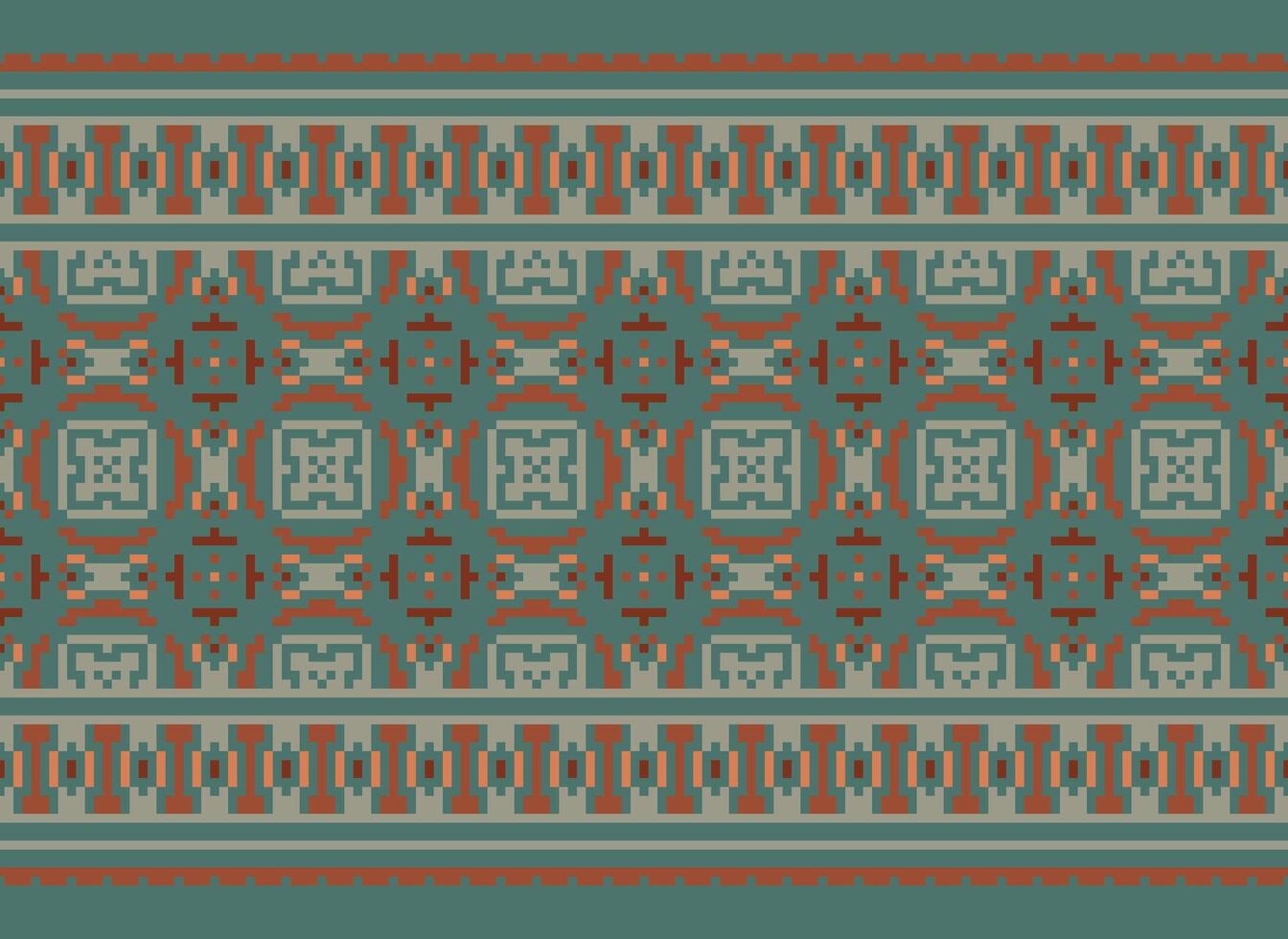 cross stitch traditional ethnic pattern paisley flower Ikat background abstract Aztec African Indonesian Indian seamless pattern for fabric print cloth dress carpet curtains and sarong vector