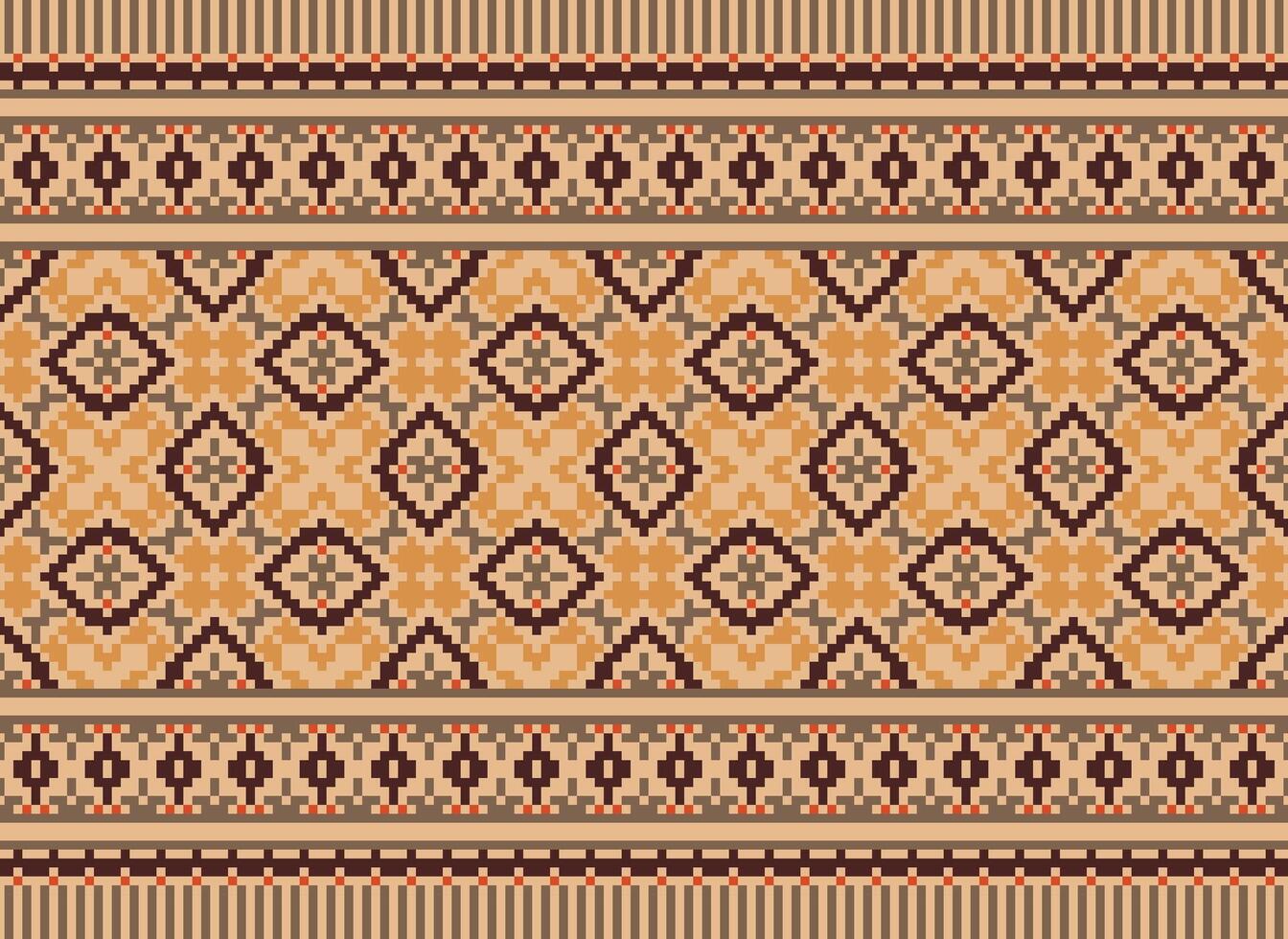 cross stitch traditional ethnic pattern paisley flower Ikat background abstract Aztec African Indonesian Indian seamless pattern for fabric print cloth dress carpet curtains and sarong vector