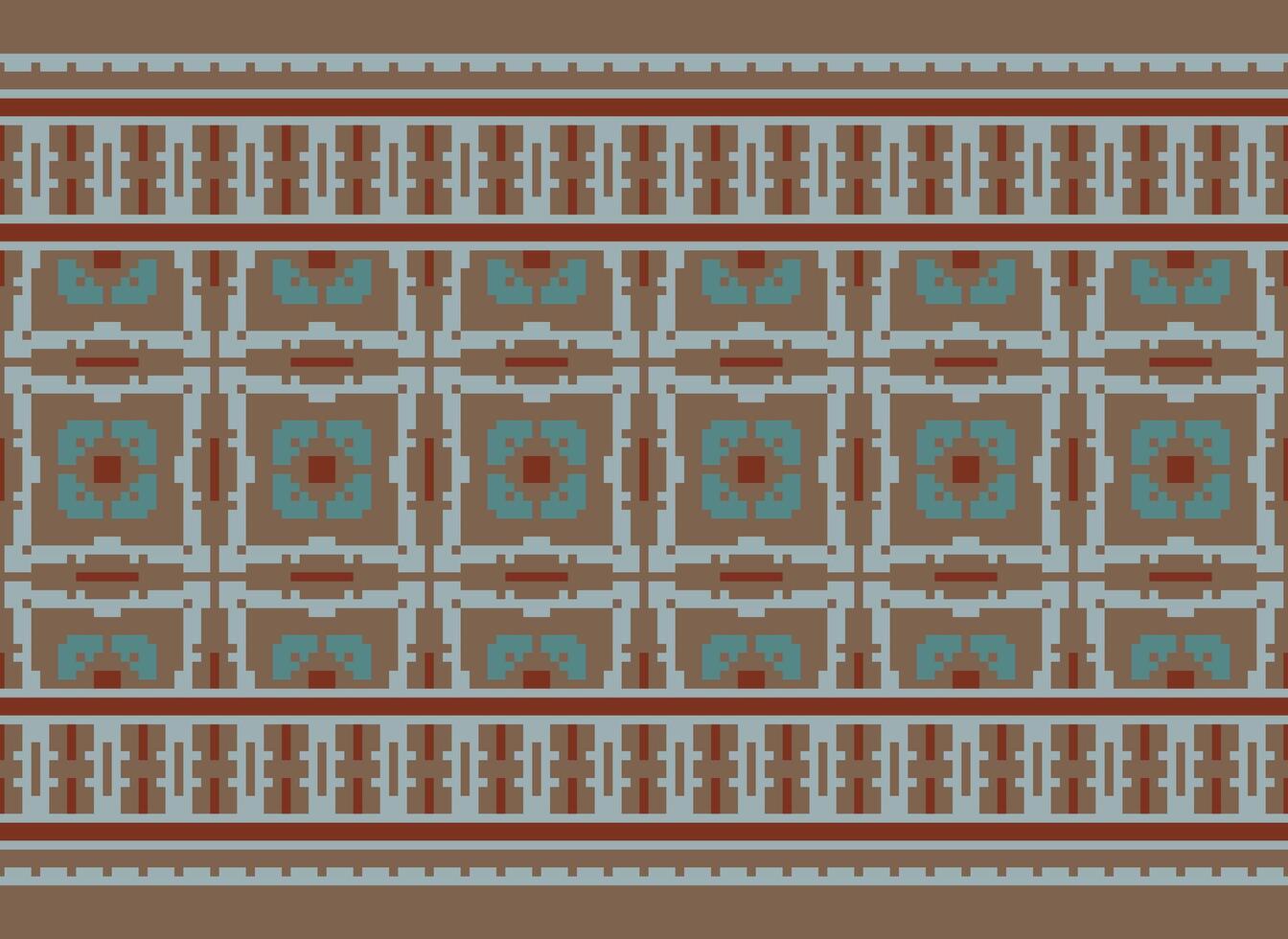 cross stitch traditional ethnic pattern paisley flower Ikat background abstract Aztec African Indonesian Indian seamless pattern for fabric print cloth dress carpet curtains and sarong vector