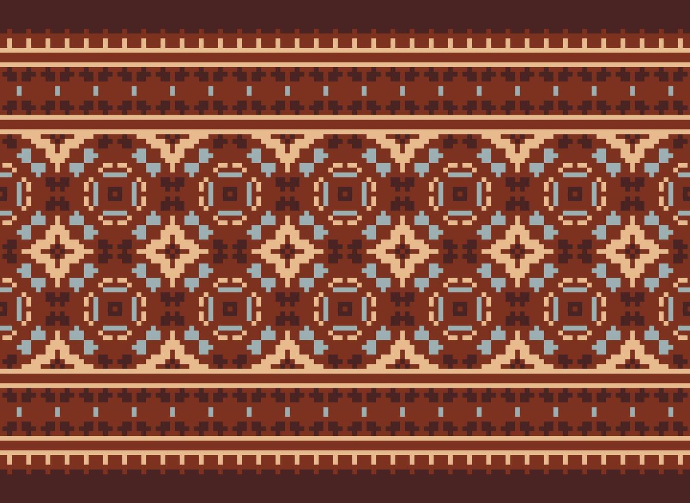cross stitch traditional ethnic pattern paisley flower Ikat background abstract Aztec African Indonesian Indian seamless pattern for fabric print cloth dress carpet curtains and sarong vector