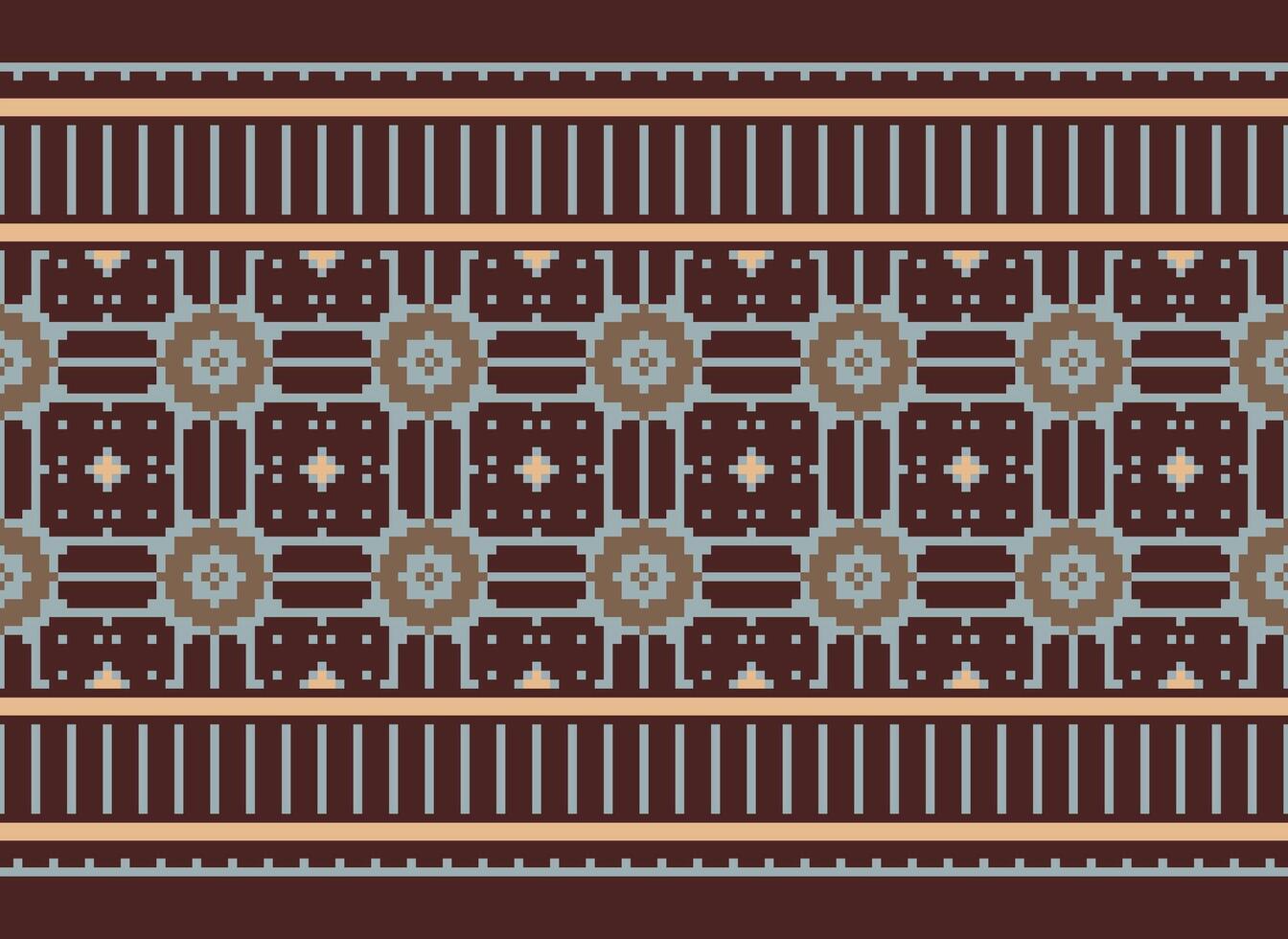 cross stitch traditional ethnic pattern paisley flower Ikat background abstract Aztec African Indonesian Indian seamless pattern for fabric print cloth dress carpet curtains and sarong vector