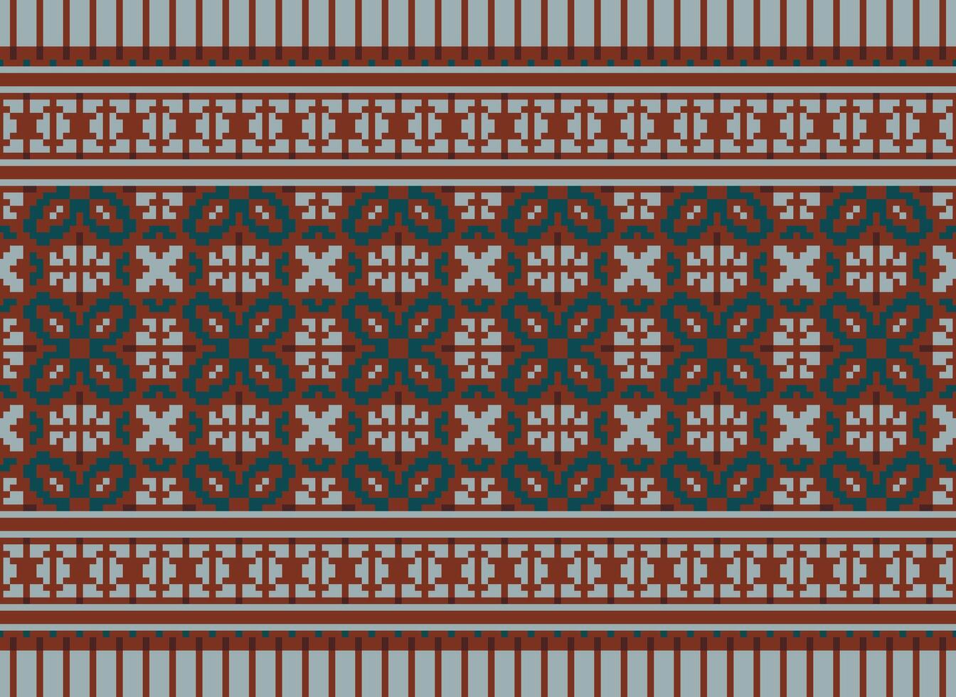 cross stitch traditional ethnic pattern paisley flower Ikat background abstract Aztec African Indonesian Indian seamless pattern for fabric print cloth dress carpet curtains and sarong vector