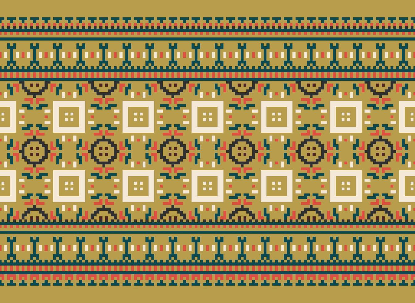 cross stitch traditional ethnic pattern paisley flower Ikat background abstract Aztec African Indonesian Indian seamless pattern for fabric print cloth dress carpet curtains and sarong vector