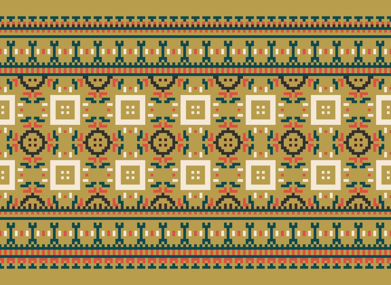 cross stitch traditional ethnic pattern paisley flower Ikat background abstract Aztec African Indonesian Indian seamless pattern for fabric print cloth dress carpet curtains and sarong vector