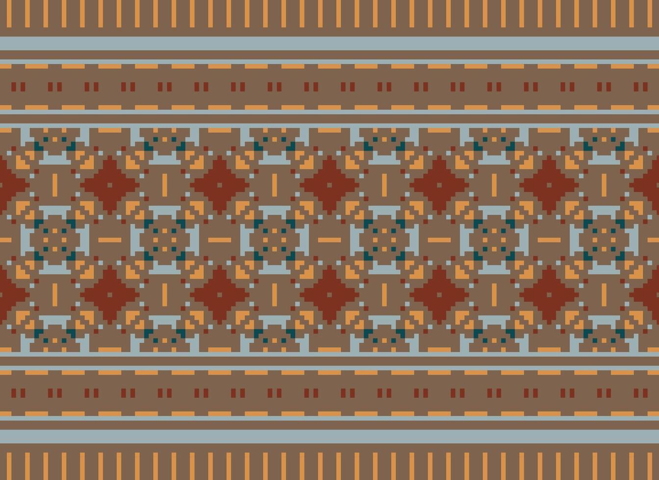 cross stitch traditional ethnic pattern paisley flower Ikat background abstract Aztec African Indonesian Indian seamless pattern for fabric print cloth dress carpet curtains and sarong vector
