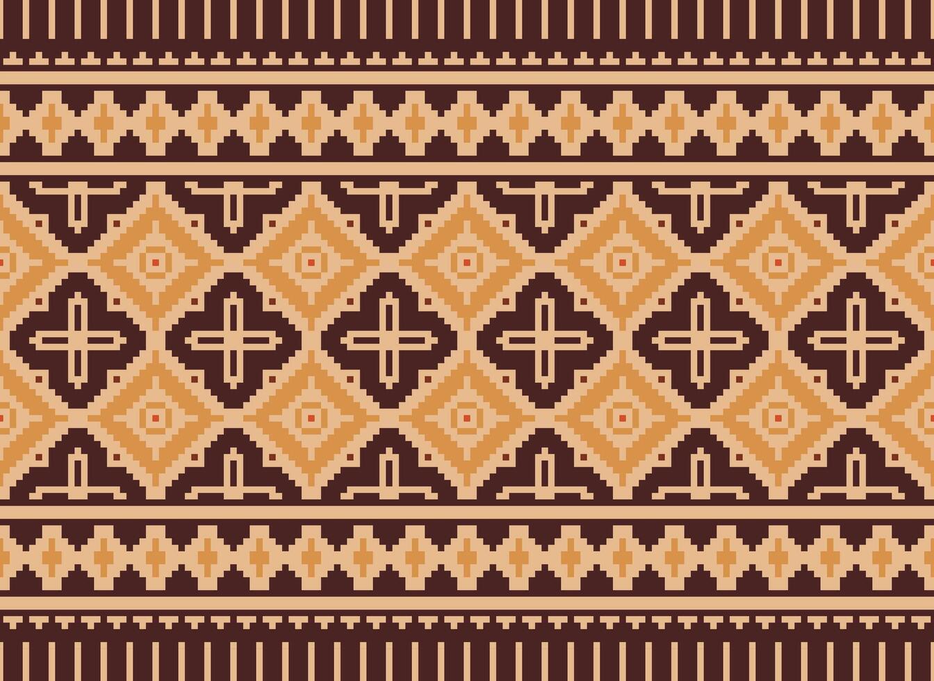 cross stitch traditional ethnic pattern paisley flower Ikat background abstract Aztec African Indonesian Indian seamless pattern for fabric print cloth dress carpet curtains and sarong vector