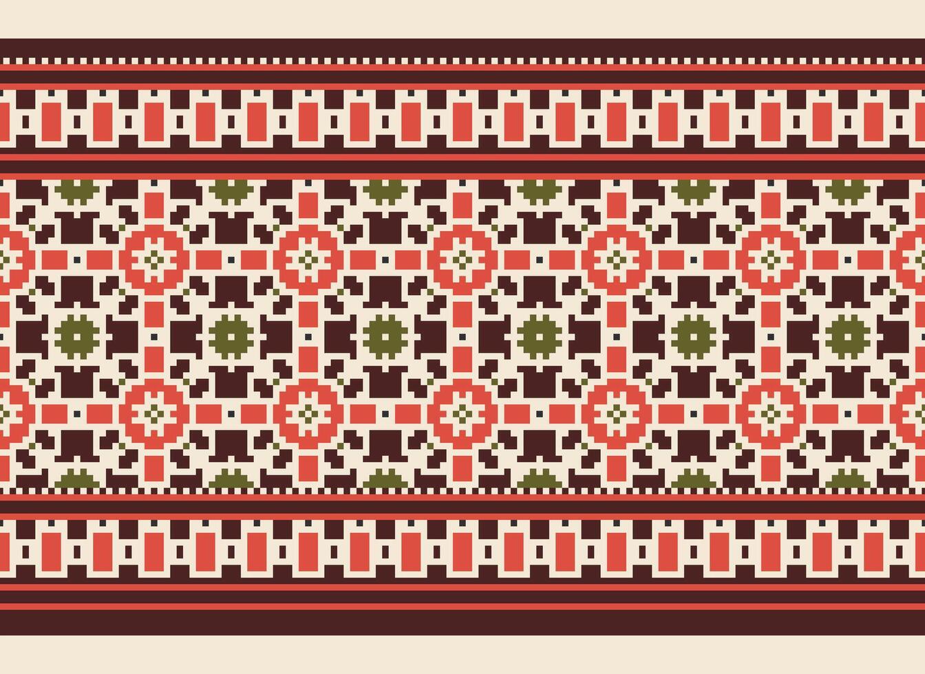cross stitch traditional ethnic pattern paisley flower Ikat background abstract Aztec African Indonesian Indian seamless pattern for fabric print cloth dress carpet curtains and sarong vector