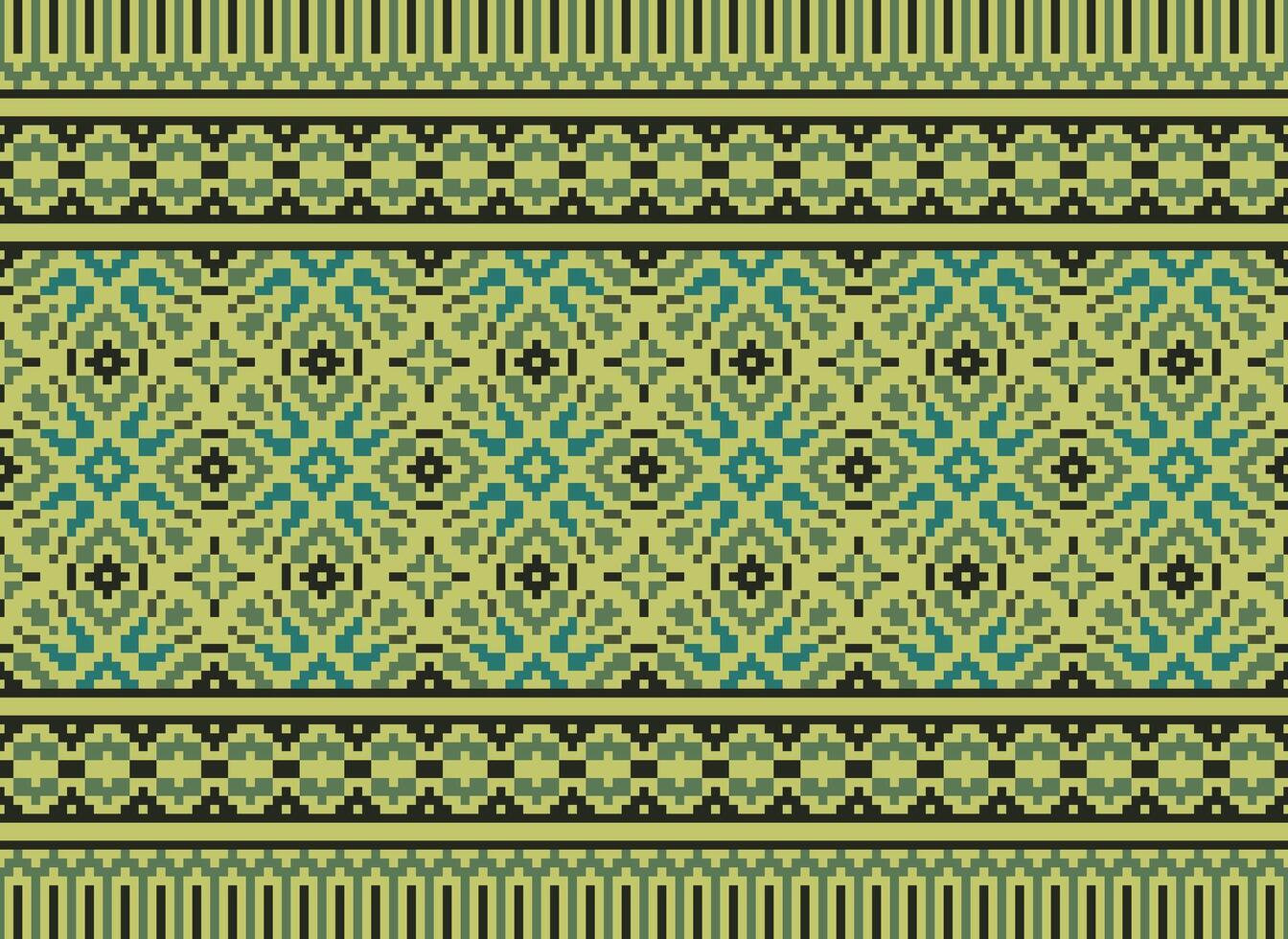 cross stitch traditional ethnic pattern paisley flower Ikat background abstract Aztec African Indonesian Indian seamless pattern for fabric print cloth dress carpet curtains and sarong vector