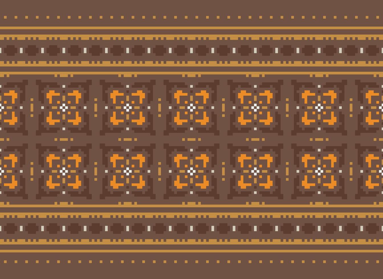 cross stitch traditional ethnic pattern paisley flower Ikat background abstract Aztec African Indonesian Indian seamless pattern for fabric print cloth dress carpet curtains and sarong vector