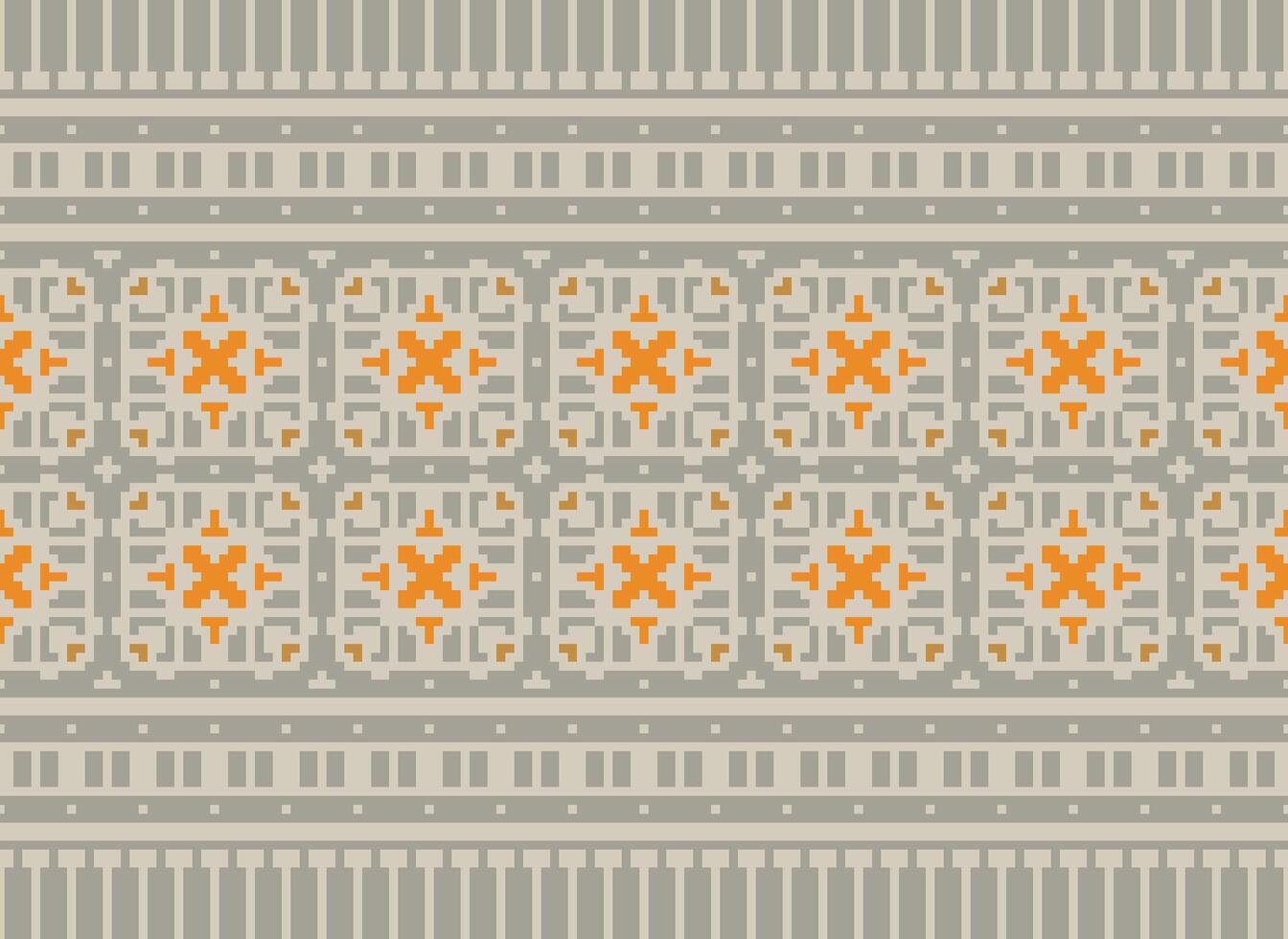 cross stitch traditional ethnic pattern paisley flower Ikat background abstract Aztec African Indonesian Indian seamless pattern for fabric print cloth dress carpet curtains and sarong vector