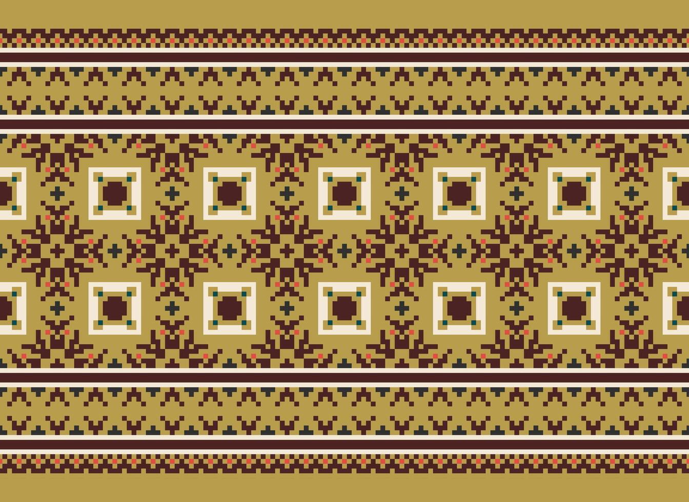 cross stitch traditional ethnic pattern paisley flower Ikat background abstract Aztec African Indonesian Indian seamless pattern for fabric print cloth dress carpet curtains and sarong vector