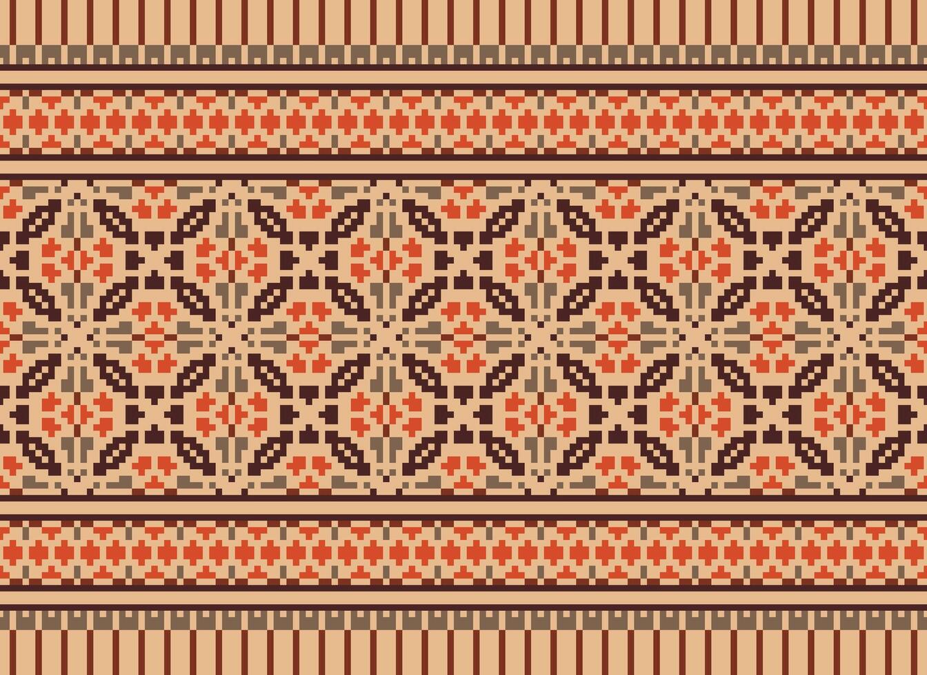 cross stitch traditional ethnic pattern paisley flower Ikat background abstract Aztec African Indonesian Indian seamless pattern for fabric print cloth dress carpet curtains and sarong vector