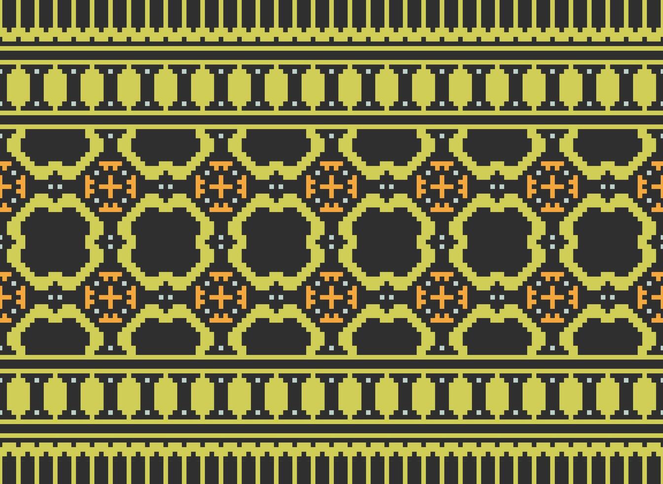 cross stitch traditional ethnic pattern paisley flower Ikat background abstract Aztec African Indonesian Indian seamless pattern for fabric print cloth dress carpet curtains and sarong vector