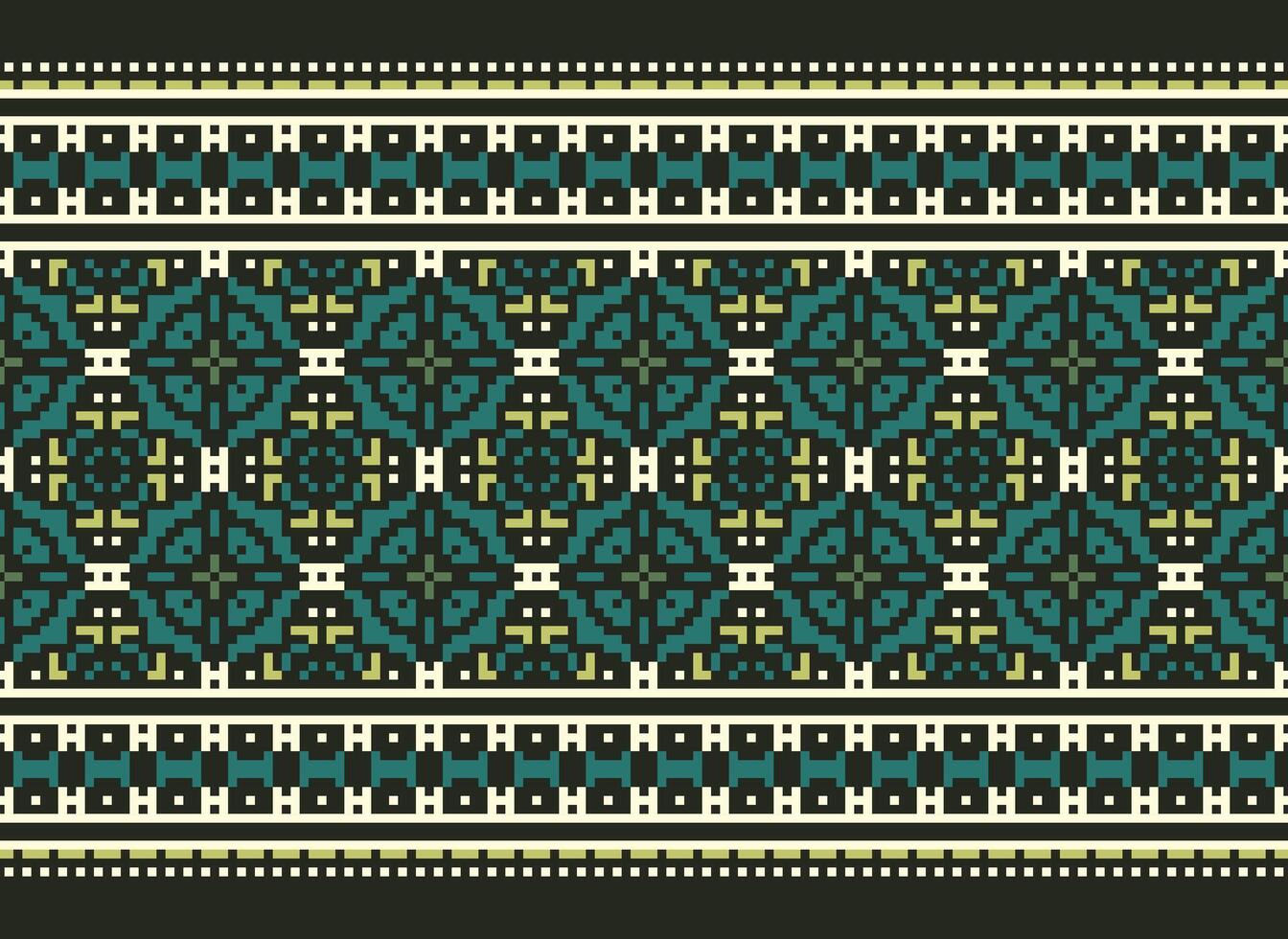 cross stitch traditional ethnic pattern paisley flower Ikat background abstract Aztec African Indonesian Indian seamless pattern for fabric print cloth dress carpet curtains and sarong vector