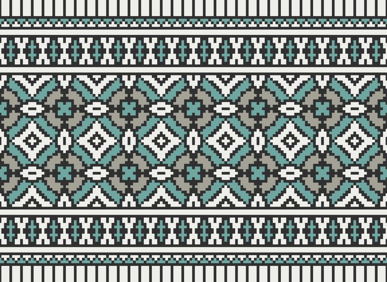 cross stitch traditional ethnic pattern paisley flower Ikat background abstract Aztec African Indonesian Indian seamless pattern for fabric print cloth dress carpet curtains and sarong vector